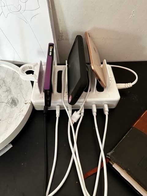 Charging Station for Multiple Devices, 50W 6 Port & 6 Cables Charger Station | for Apple Device with Watch Holder, Charging Dock for Cellphone, Kindle, Tablet and Other Electronic (Silver) customer photo 2