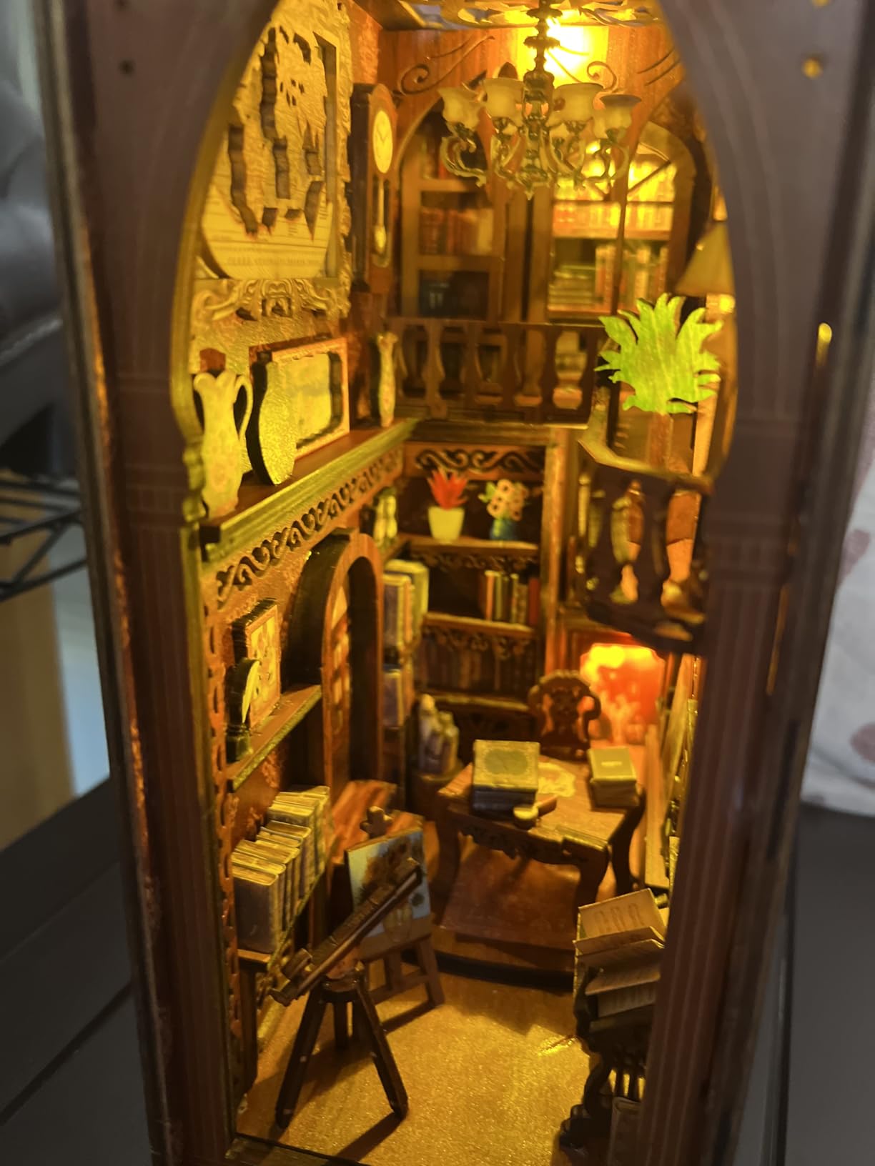 CRIOLPO Book Nook Kit - DIY Doll House Booknook, Book Nook Miniature Kit for Bookshelf Doll Houses for Adults Teen Halloween, 3D Wooden Puzzle Bookends with Sensor Led Light customer photo 1