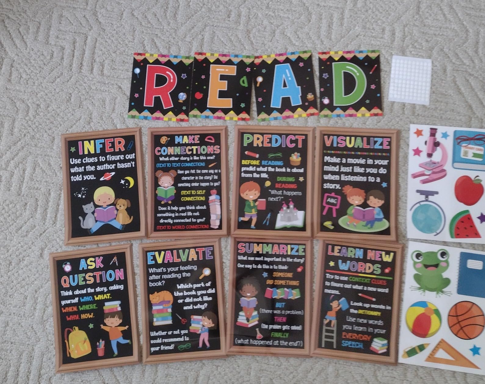 WJFNKXKL 28 Pieces Reading Strategy Posters Classroom Decorations Reading Strategy Bulletin Board Set for School Classroom Home Decoration Supplies customer photo 1