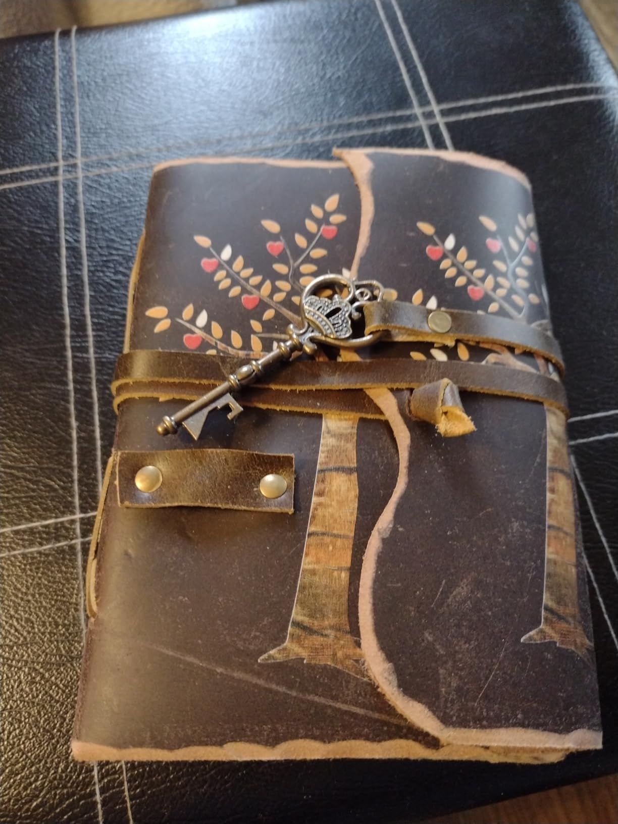 Tree of Life Leather Journal - Antique Handmade Deckle Edge Vintage Paper Leather Print Bound Journal - Book of Shadows Journal - Leather Sketchbook - Drawing Journal - Great Gift (7x5) customer photo 1