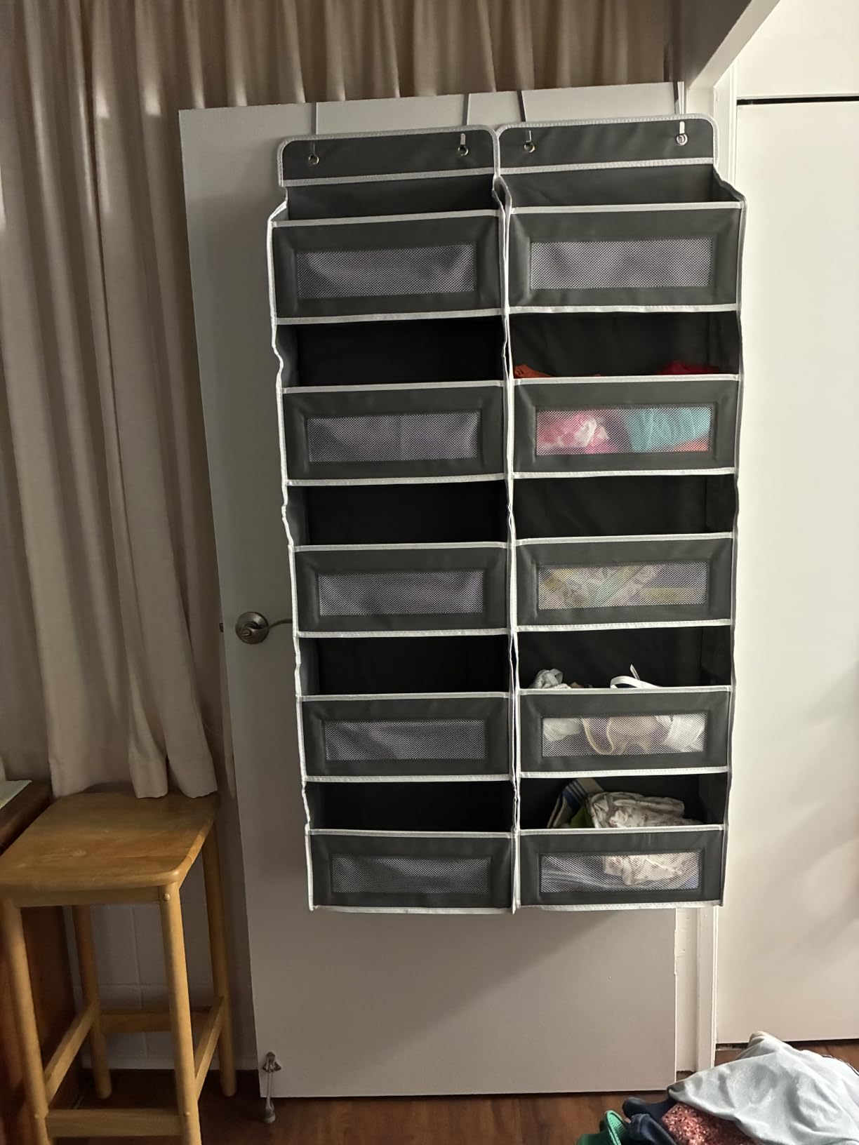 JARLINK Over the Door Organizer for Bedroom, Pantry, Bathroom, 5 Shelf Grey | Anti-Tilt Design, 44 lb Load Capacity, Hanging Door Organizer with 5 Large Capacity Pockets, Behind Door Storage for Nursery customer photo 2