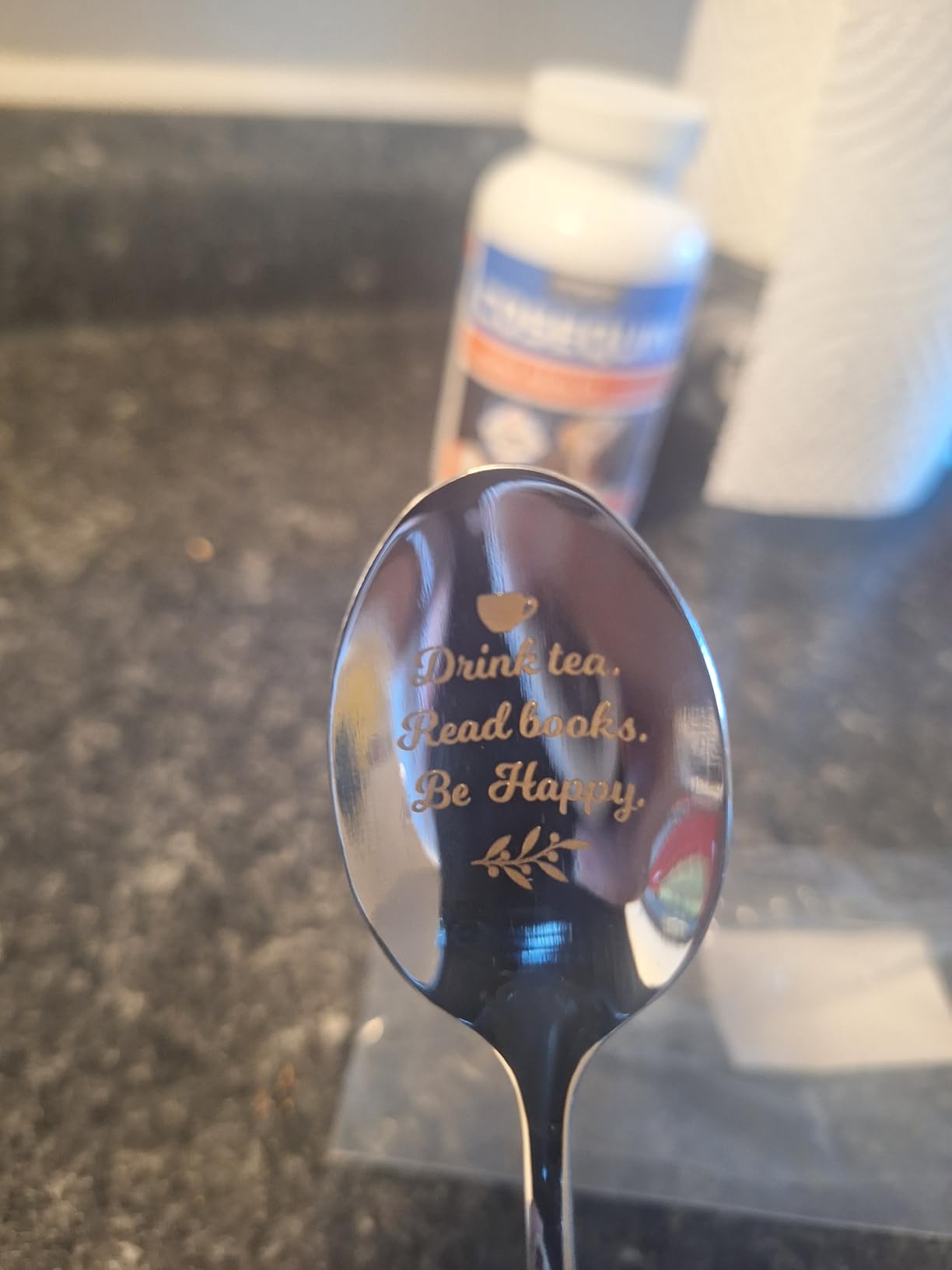 Drink Tea Read Books Spoon for Tea Lover - Engraved Stainless Steel Tea Spoon Gifts for Readers Book Lovers customer photo 1