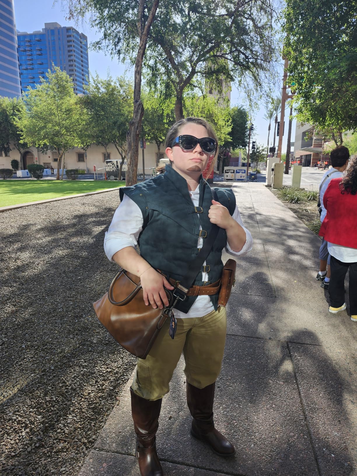 Belt Pouch Waist Bag Fanny Pack Steampunk Phone Holder Medieval Bag Leather Belt Renaissance Cosplay Costume Accessories (1-Brown) customer photo 1