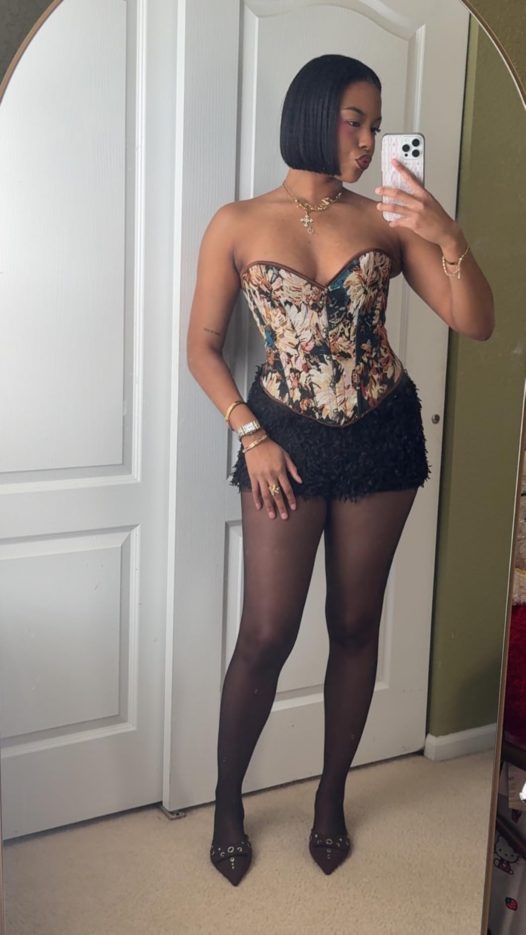 Vintage Renaissance Corset Top for Women Floral Bustier Lace Up | Vintage Renaissance floral overbust corset boned lace up bustier top shaping lingerie bodyshaper party customer photo 1