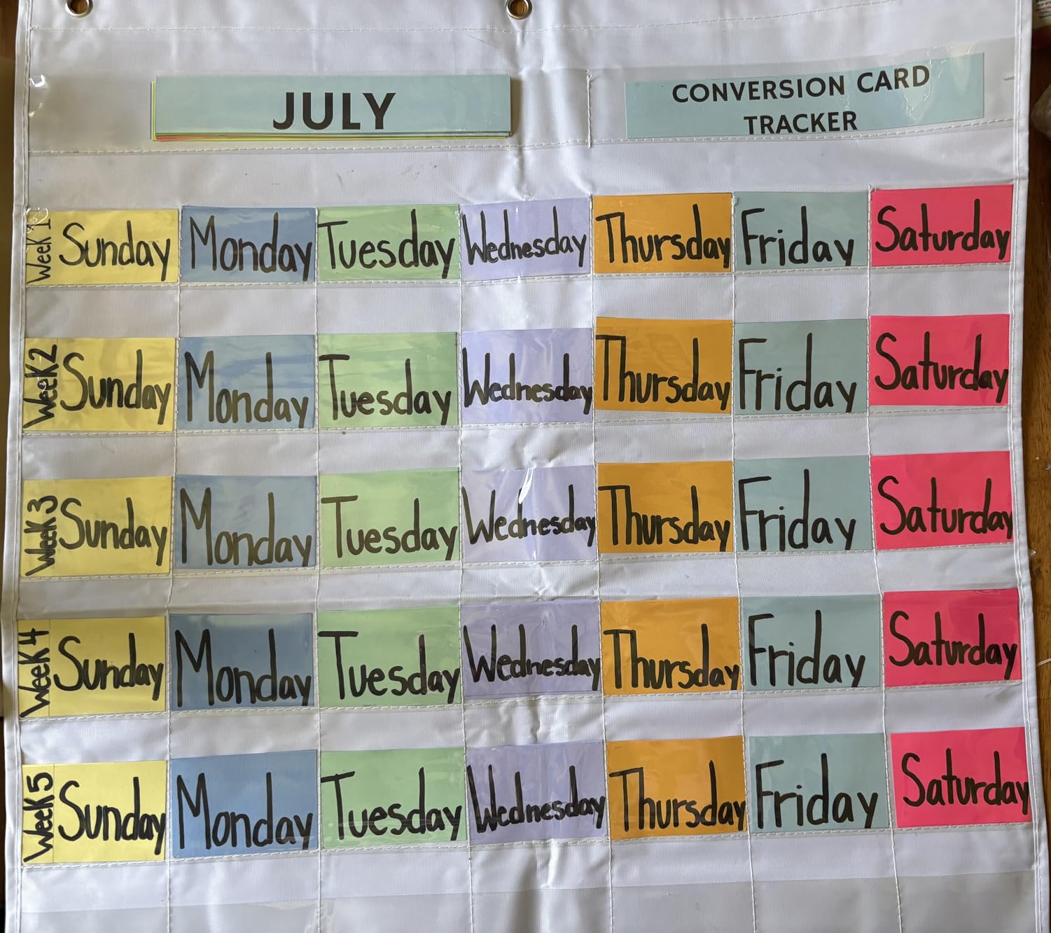 EAMAY Classroom Monthly Calendar Pocket Chart for 2.75 * 2.75 Cards, Homeschool Supplies and Classroom Must Haves! Only Chart (White) customer photo 2