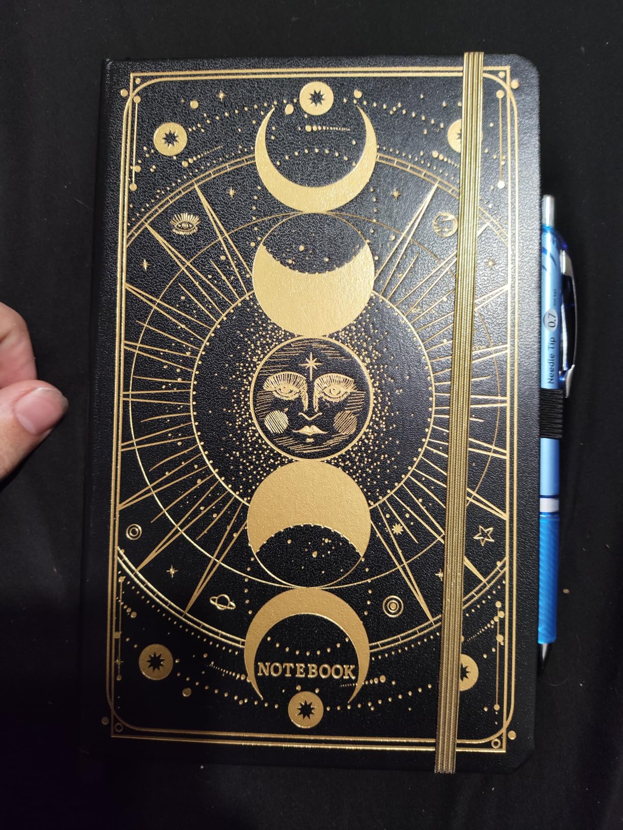 Artfan Dotted Journal/Notebook - Dot Grid Hard Cover Notebook | Premium Thick Paper with Fine Inner Pocket, Black Smooth Faux Leather, Pen Loop, 5.8''x8.4'' - Black customer photo 1