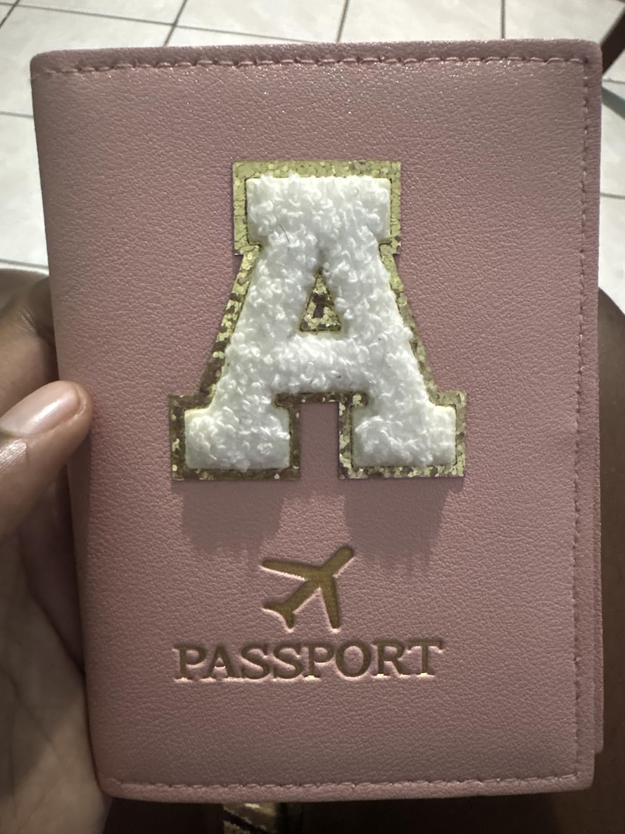 COSHAYSOO Pink Passport Cover Book Holder Travel Luggage Tag Set for Women Teen Girls with Initial Monogram Letter, Cute Airplane Essentials Personalized Cruise Accessories Trip Favor Gifts A customer photo 1