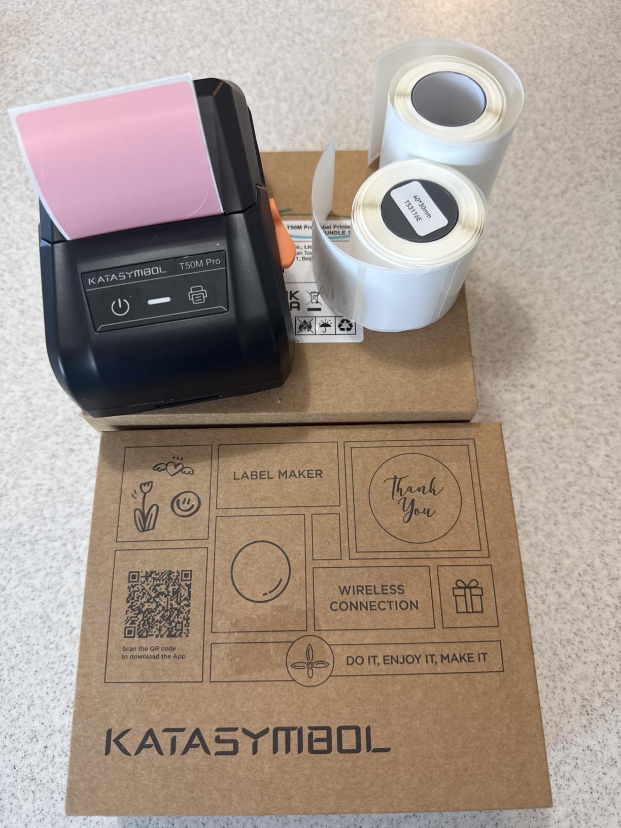 SUPVAN T50M Pro Bluetooth Label Maker Machine with 3 Tapes, Set 1 | Wide Waterproof Label, High Image Quality, App with 30 Fonts and 660+ Icons, Inkless, for School, Home, Small Business customer photo 1