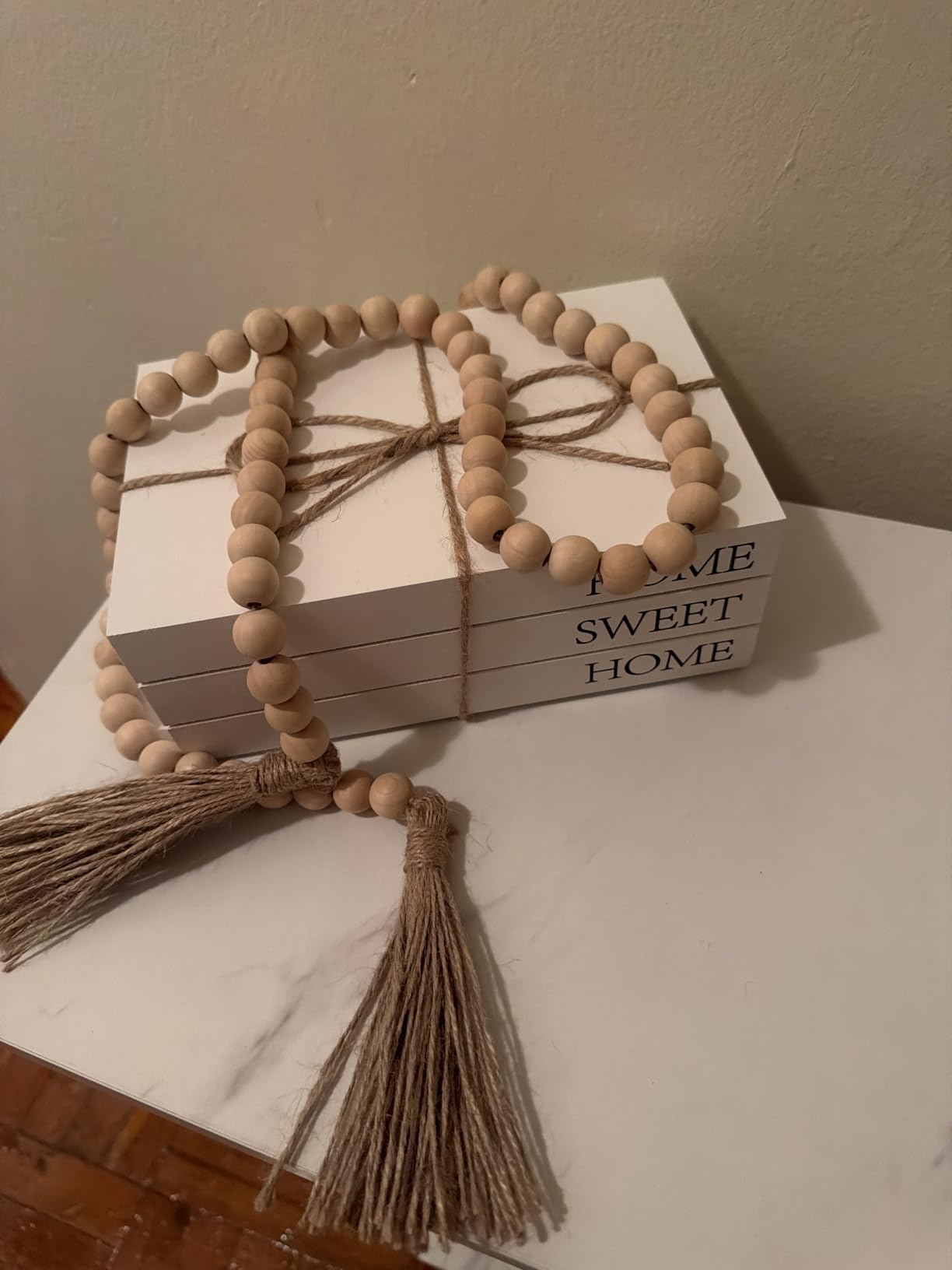 Decorative Books for Home Decor, White Faux Books for Decoration, Rustic Farmhouse Stacked Display Books (with God All Things are Possible) customer photo 1