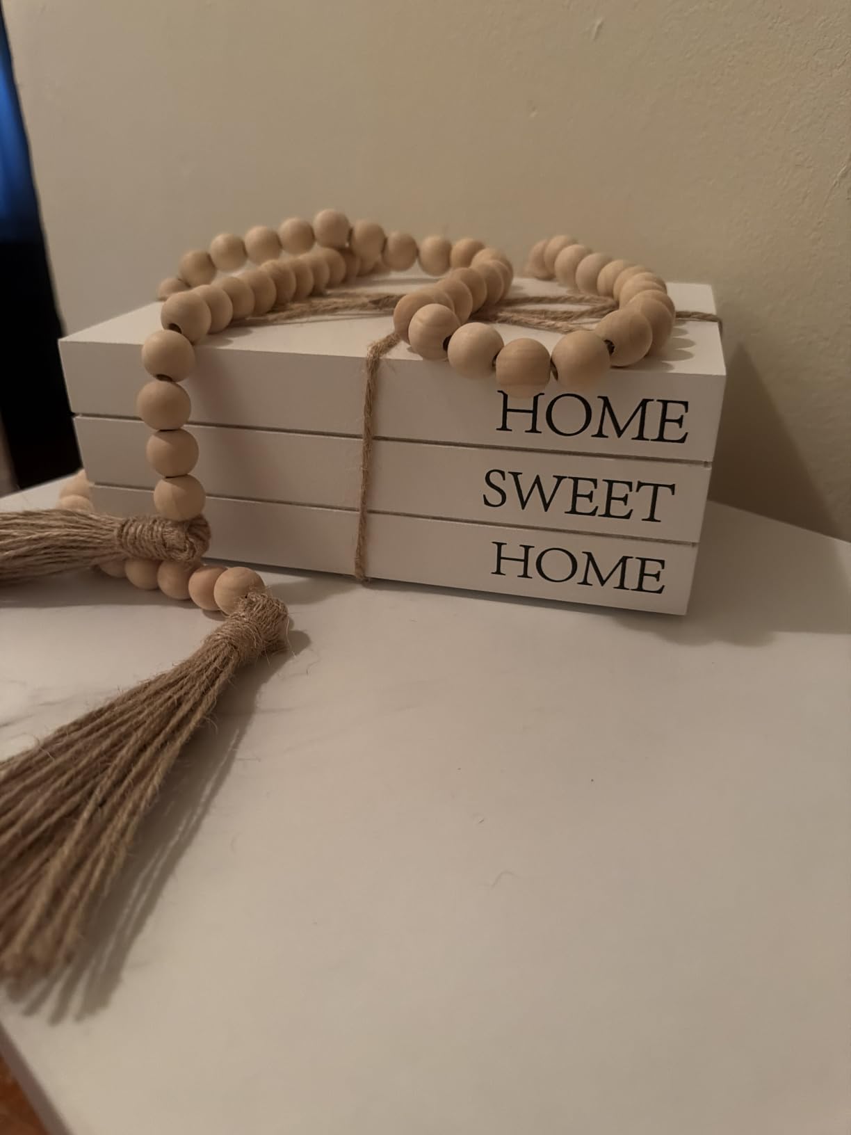 Decorative Books for Home Decor, White Faux Books for Decoration, Rustic Farmhouse Stacked Display Books (with God All Things are Possible) customer photo 2