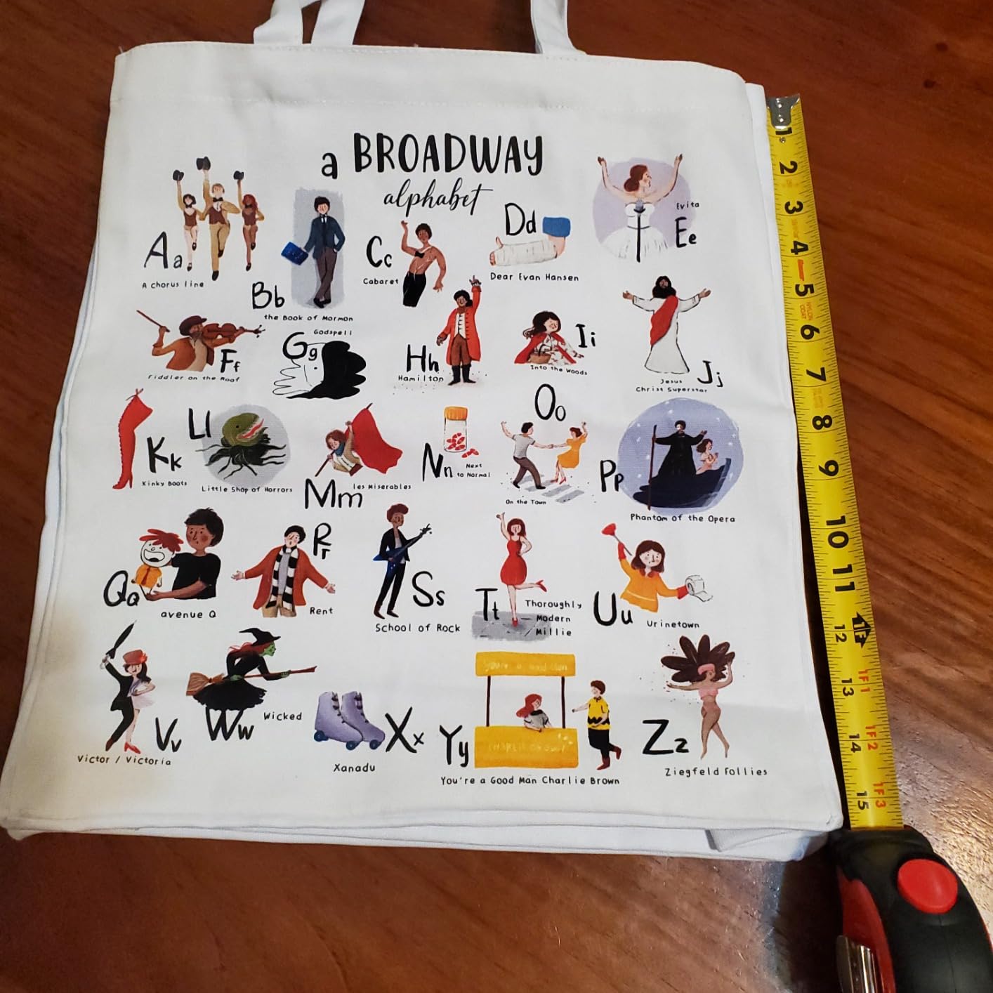 Broadway Tote Bag and Cosmetic Bag Set - Musical Theater Gift - 26 Designs | 16x14in Canvas Tote with Laptop Pocket and Zip Compartment - 26 Broadway Alphabet Designs - Matching Cosmetic Bag Included customer photo 1