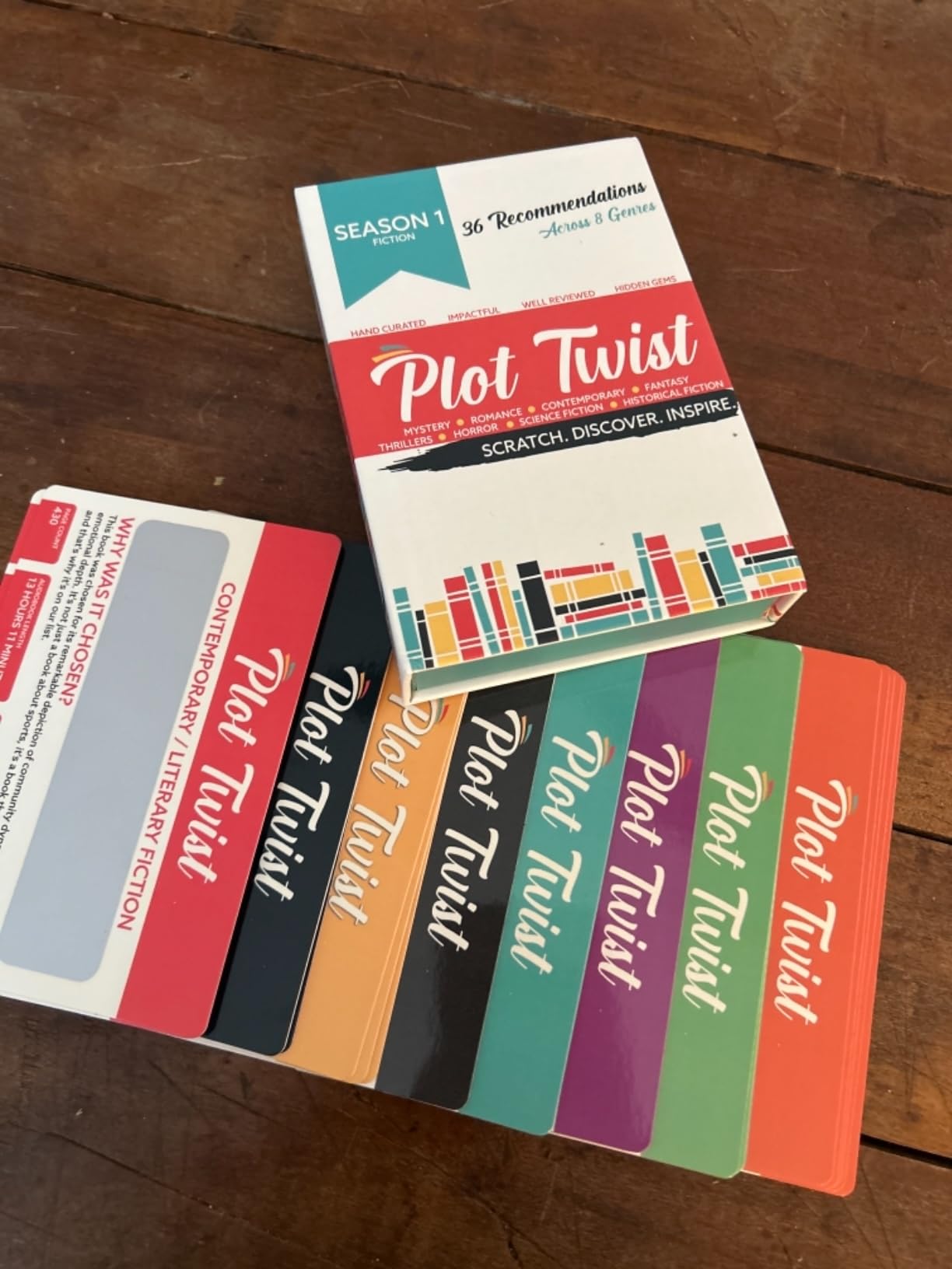 Blue Wasatch Games Plot Twist Season 1: 36 Book Recommendation Scratch Off Cards Across 8 Unique Fictional Genres customer photo 1