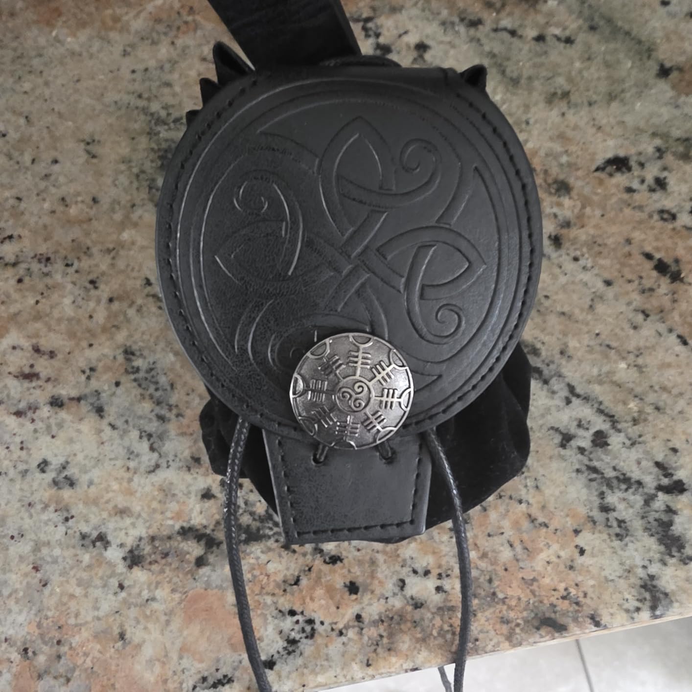 HiiFeuer Medieval Embossed Belt Pouch, Faux Leather Coin Dice Bag | Unisex, Halloween, Ren Faire, LARP,Drawstring Desig, pirate bag, Embossed Pattern,coin pouch,viking cosplay customer photo 1