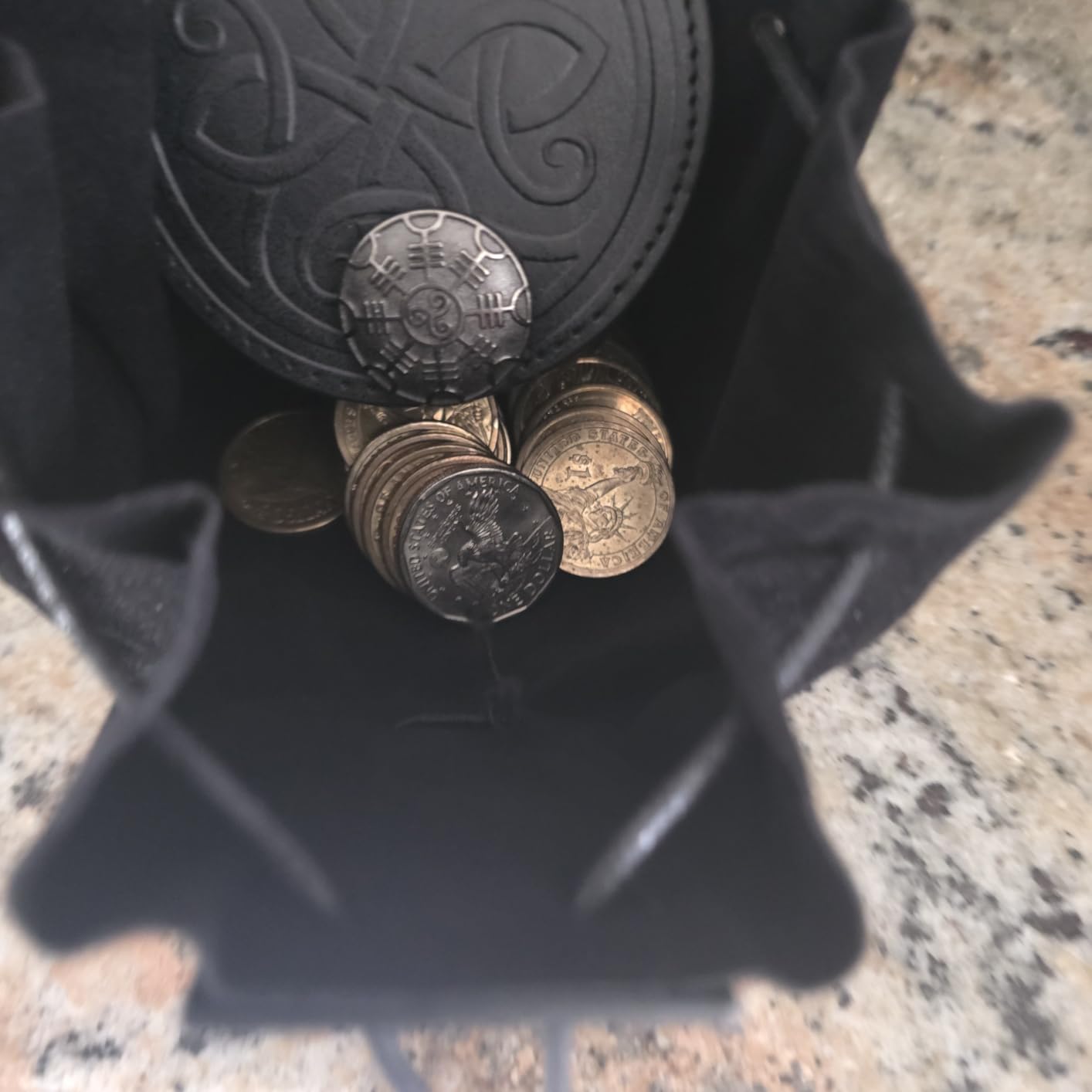HiiFeuer Medieval Embossed Belt Pouch, Faux Leather Coin Dice Bag | Unisex, Halloween, Ren Faire, LARP,Drawstring Desig, pirate bag, Embossed Pattern,coin pouch,viking cosplay customer photo 2