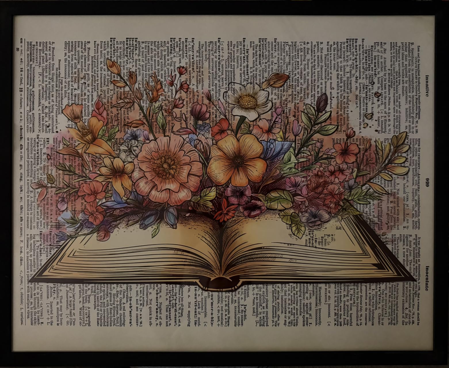 Poster Master Dictionary Art Poster - Floral Book Print - Flower Wall Art - Chic Gift for Men, Women, Teacher & Student - Colorful Decor for Bedroom, Office, Dorm or Library - 8x10 UNFRAMED Wall Art customer photo 1