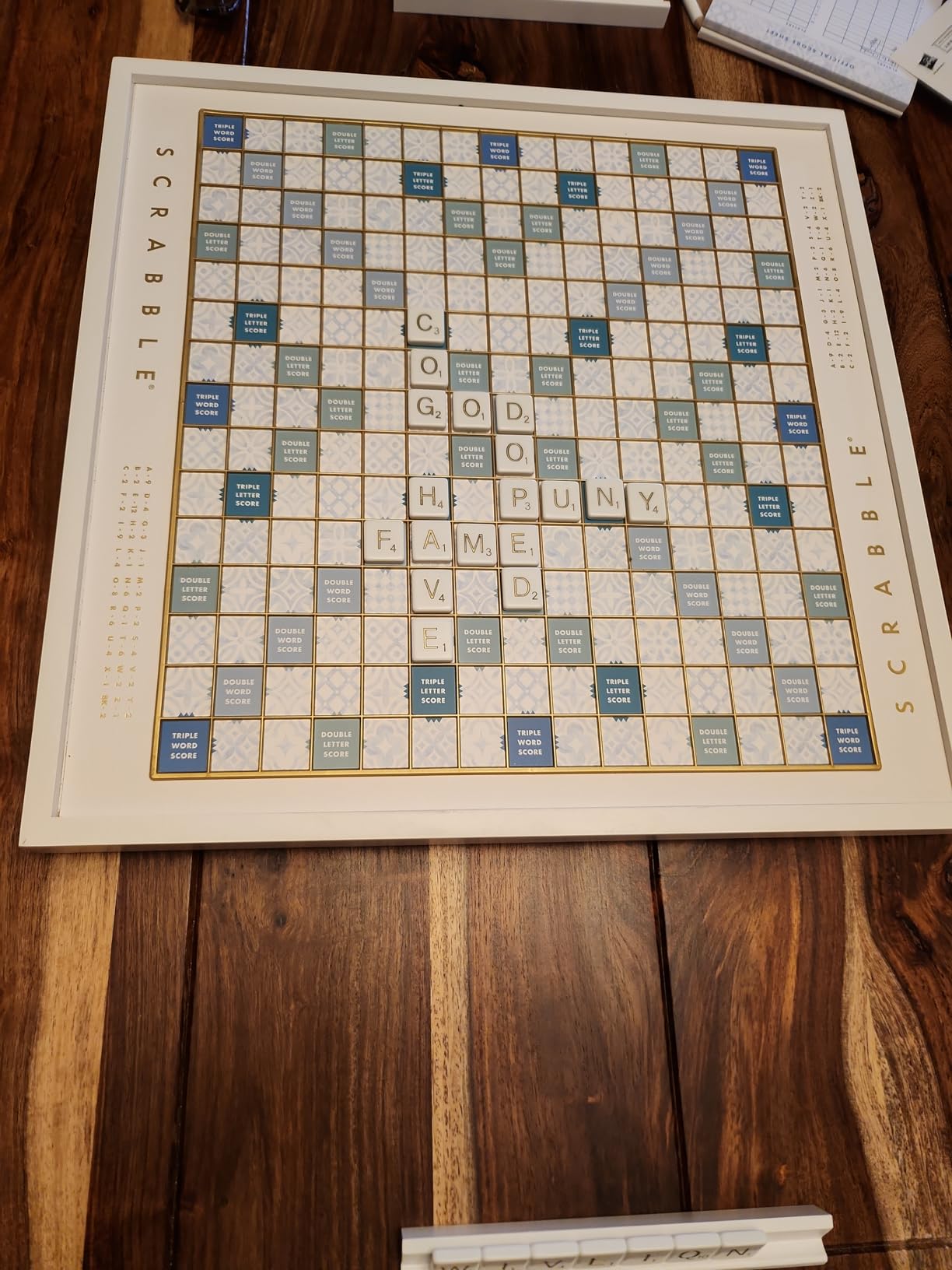 WS Game Company Scrabble Bianco Edition Rotating Wooden Board Game Set | Coastal Design, Turntable, Raised Tile Grid, White Wood Tiles, Classic Word Game, 2-4 Players, Adults and Kids 8 and Up customer photo 1