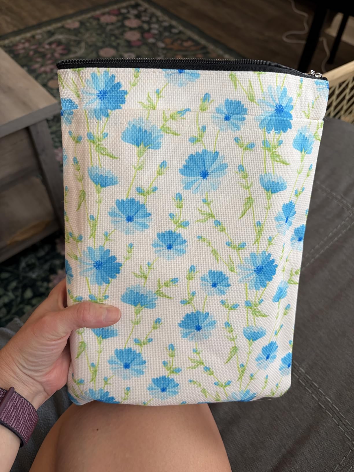 Wildflower Pattern Book Lovers Gifts Waterproof Book Sleeve Book Pouch Book Protector with Zipper and Front Pocket BookCover Case for Women Girl Readers Librarian Book Accessories Book Club Gifts customer photo 1