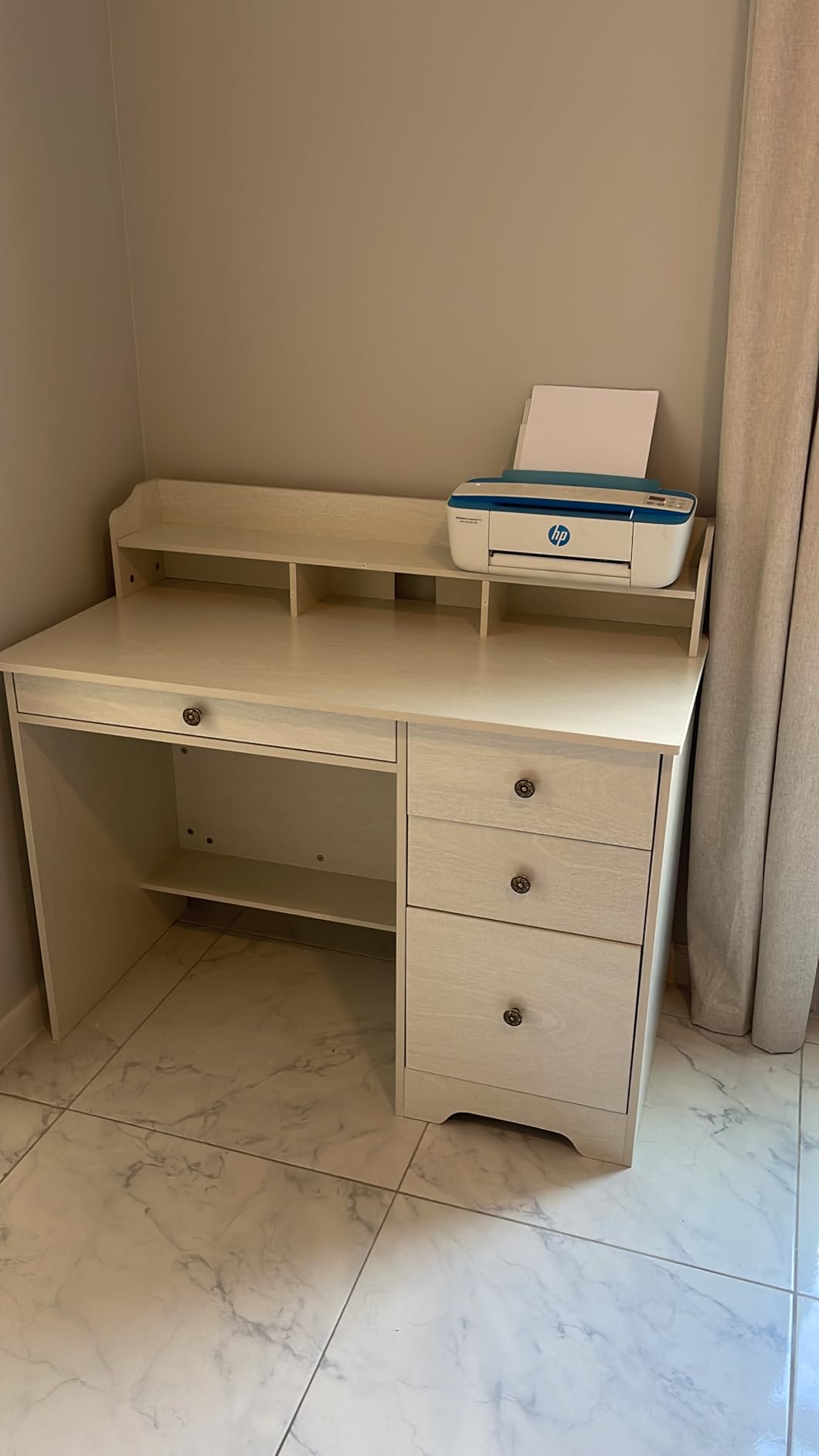 Computer Desk with Drawers and Hutch Shelf, Wood Executive Desk Writing Study Table with 43
