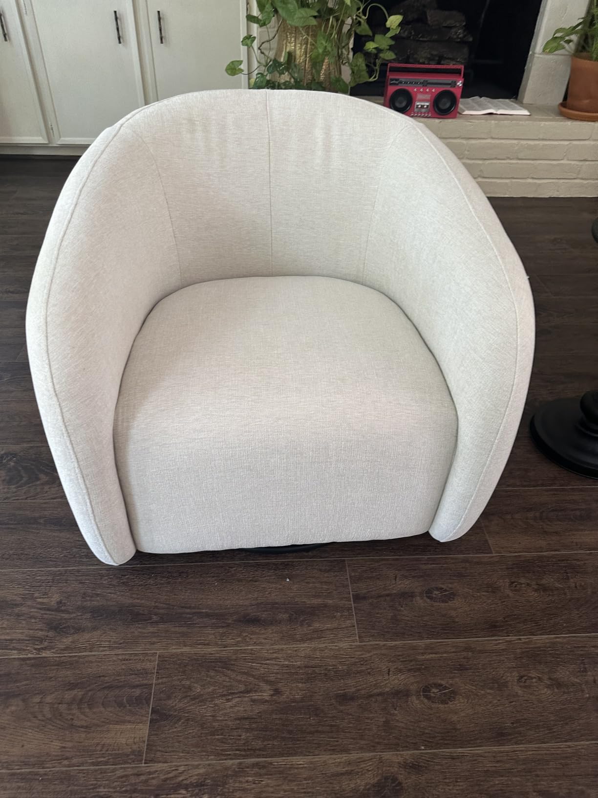 Watson & Whitely Swivel Accent Chairs for Living Room, Modern Upholstered Arm Chair for Bedroom, Fabric in Cream customer photo 1