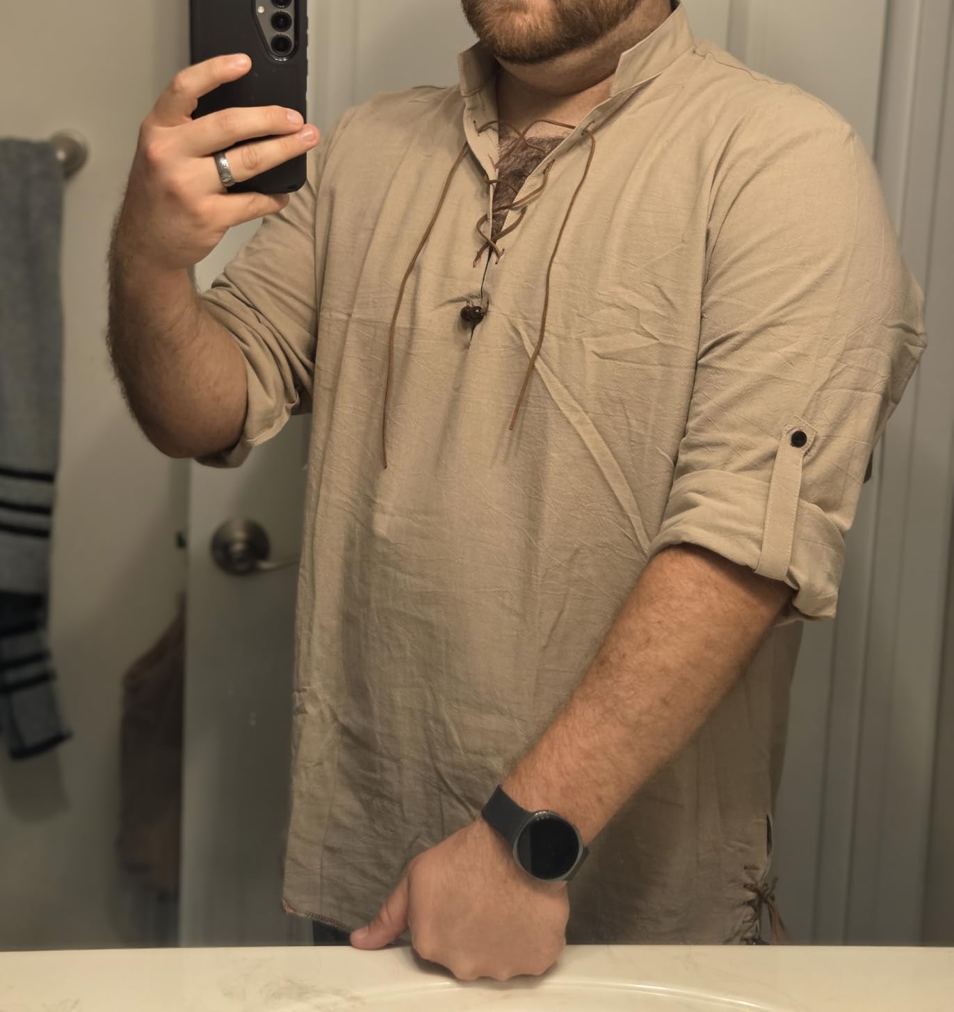Men's Pure Cotton Renaissance Lace Up Shirt customer photo 1