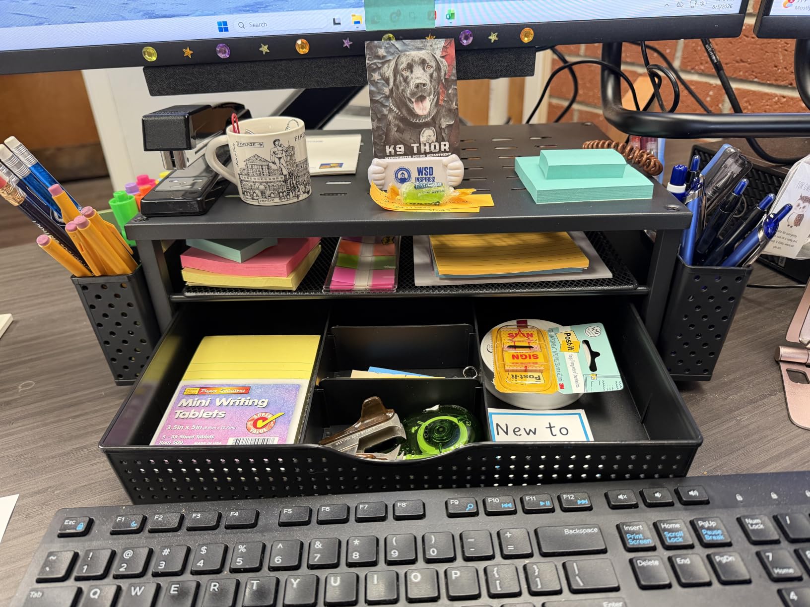 gianotter Monitor Stand with Drawer and 2 Pen Holders | Monitor Riser Dual-Layer Storage Desk Organizers and Accessories (Black-Ventilated) customer photo 1