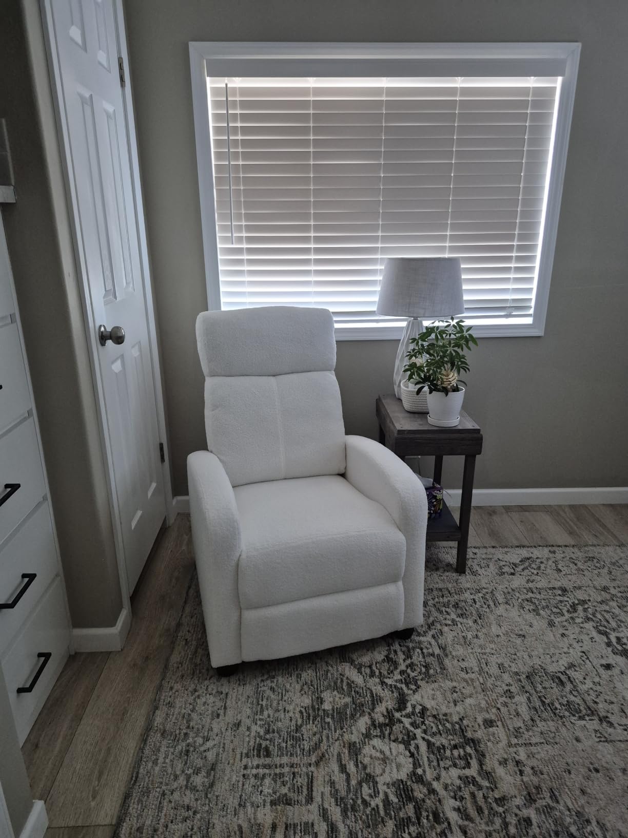 Yaheetech Recliner Chair with 3 Adjustable Angles Living Room Chairs Ivory | Compact Boucle Reclining Sofa Chair with Lumbar Support, Footrest, Pocket Springs for Bedroom Reading Room RV customer photo 1