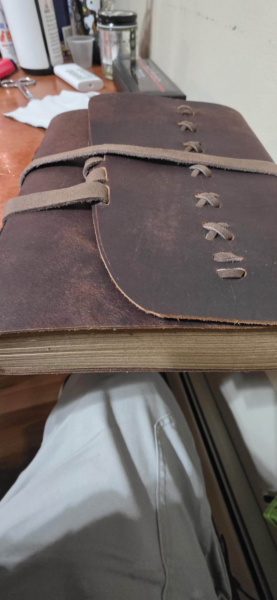 Leather Journal Notebook for Men & Women Daily Vintage Leather Bound Journal Travel Notebook 290 Lined Paper Diary Writing Journal Travelers Scrapbook Poetry Sketchbook Leather Gifts with Pen Holder customer photo 1