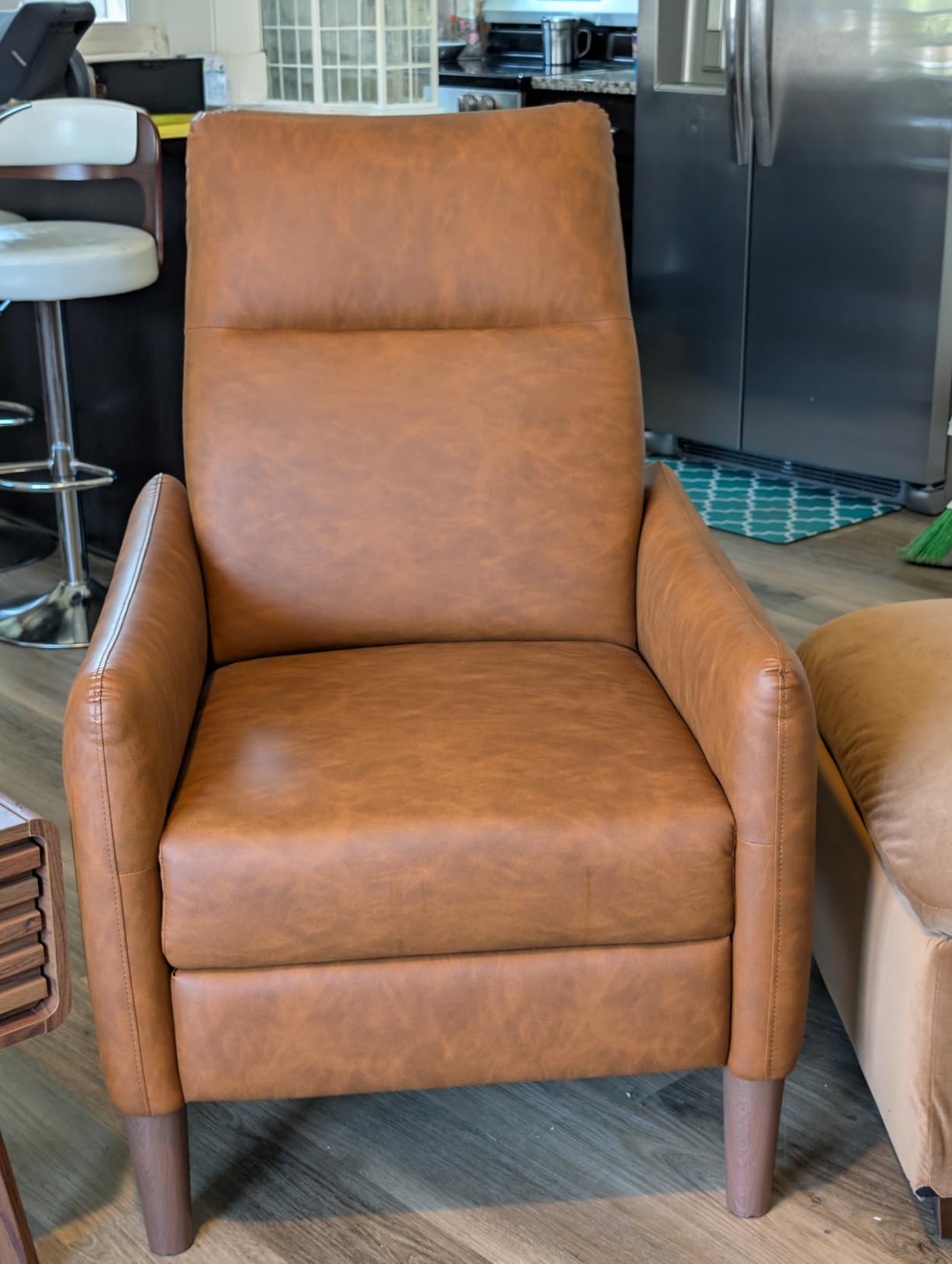 mopio Arthur Recliner Chair with 3 Positions, Accent Armchair, Mid Century Modern Reading Chair, High Back Padded Support Comfy Sleeper Armchair (Olive Green Velvet) customer photo 1