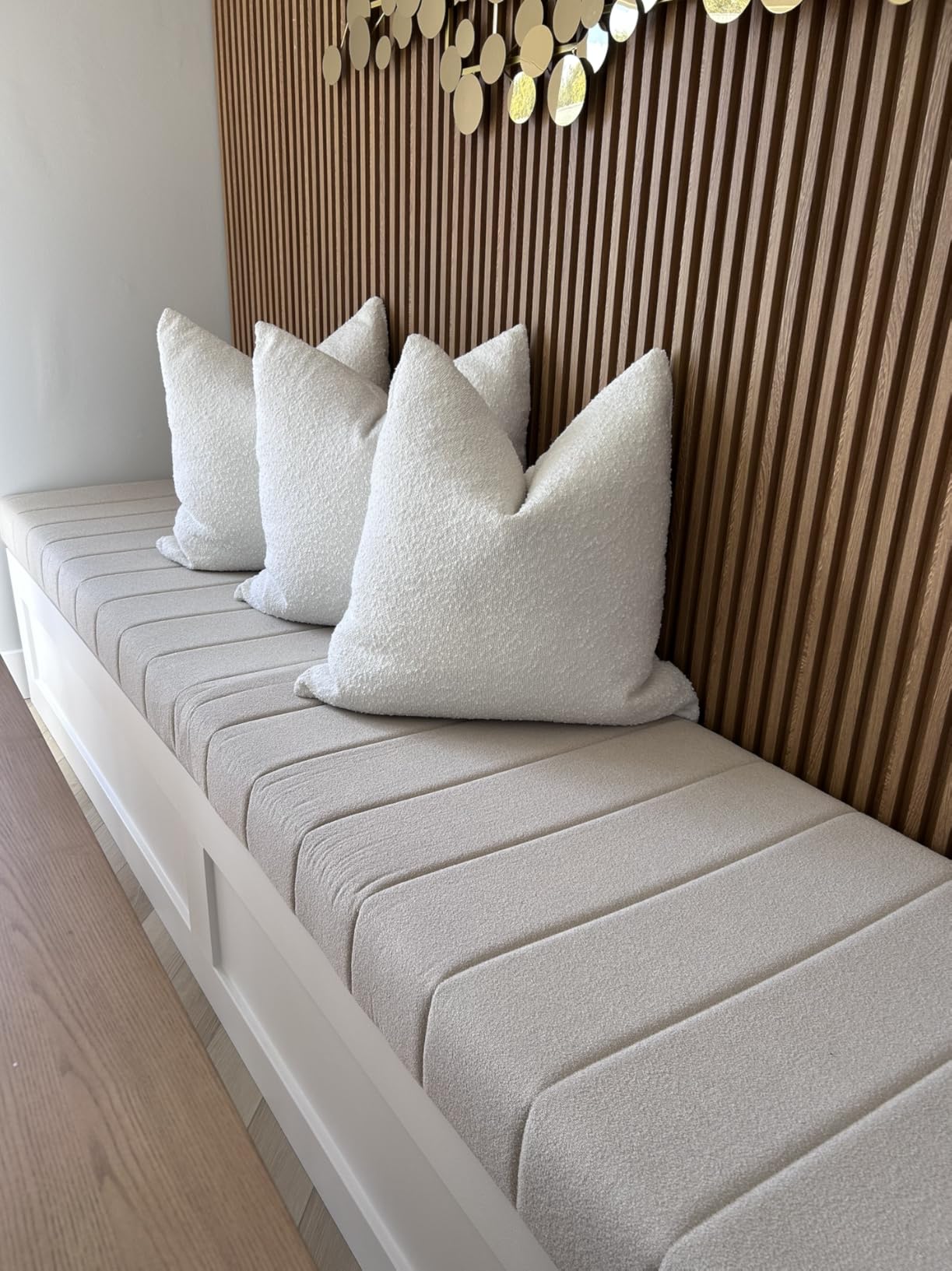Custom Bench Cushion Personalized Size Plump Textured Line Bay Window Seat Cushion Indoor, 75D High Resilience Foam Waterproof Anti-cat Scratch Non Slip Bottom, Mudroom, Breakfast Nook customer photo 2