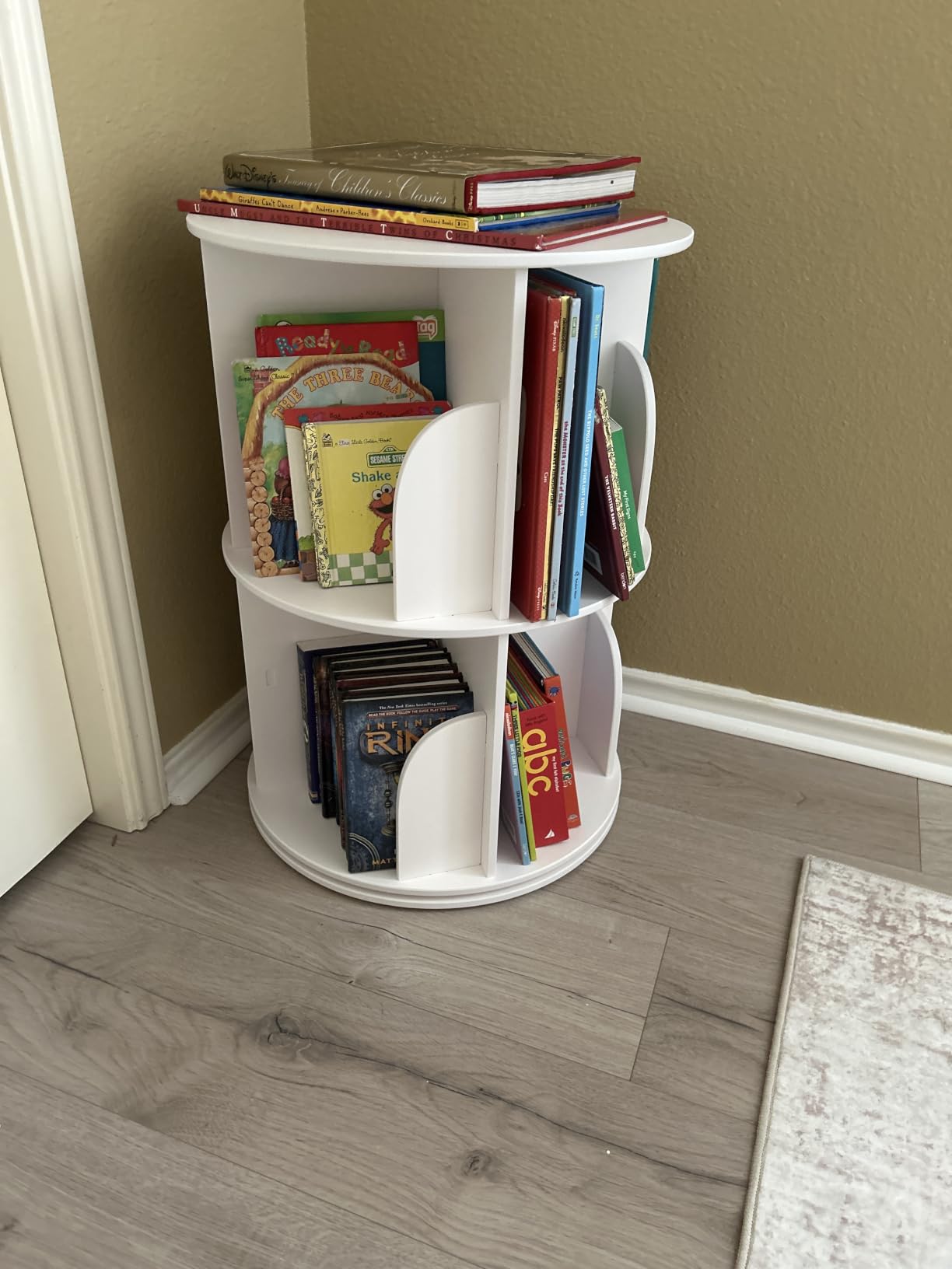 SpaceAid 4 Tier Rotating Bookshelf Tower, Spinning Bookcase Lazy Susan customer photo 2