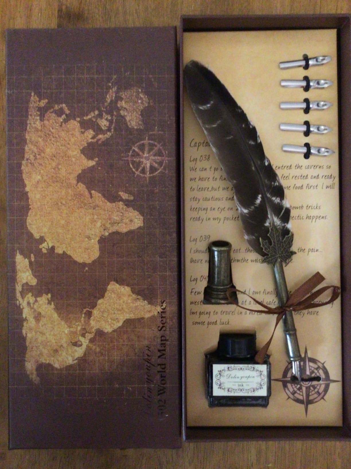 Hethrone Calligraphy Quill Pen Feather Pen and Ink Set, Brown, Includes Dip Pen, 5 Replacement Nibs and Pen Holder for Writing Lovers customer photo 1
