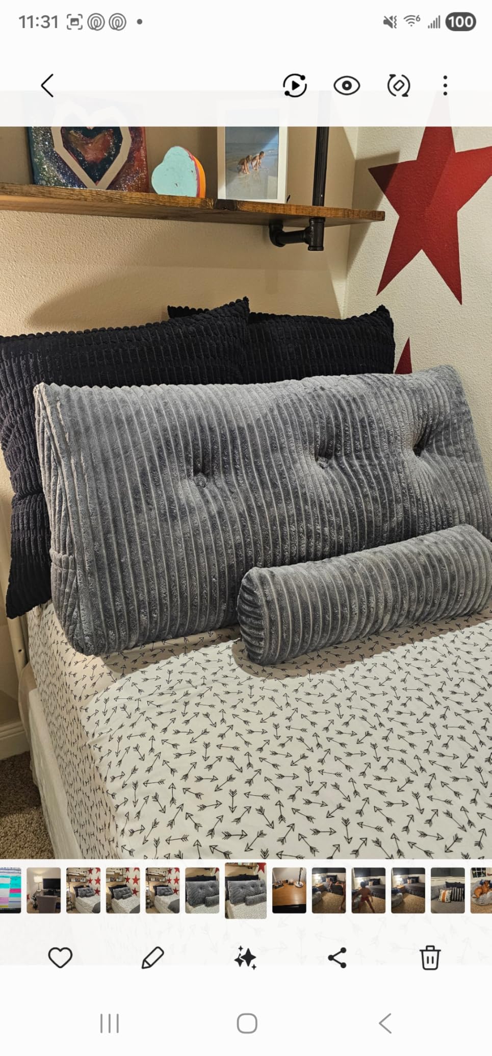 Z-hom Headboard Pillow, Wedge Backrest Cushion, Twin Size,ONE Roll Pillow | Grey Triangular Backrest Cushion Equipped&Matching Roll Pillow,Ideal for Reading,Sitting Up in Bed&Filling Headboard Gaps customer photo 1