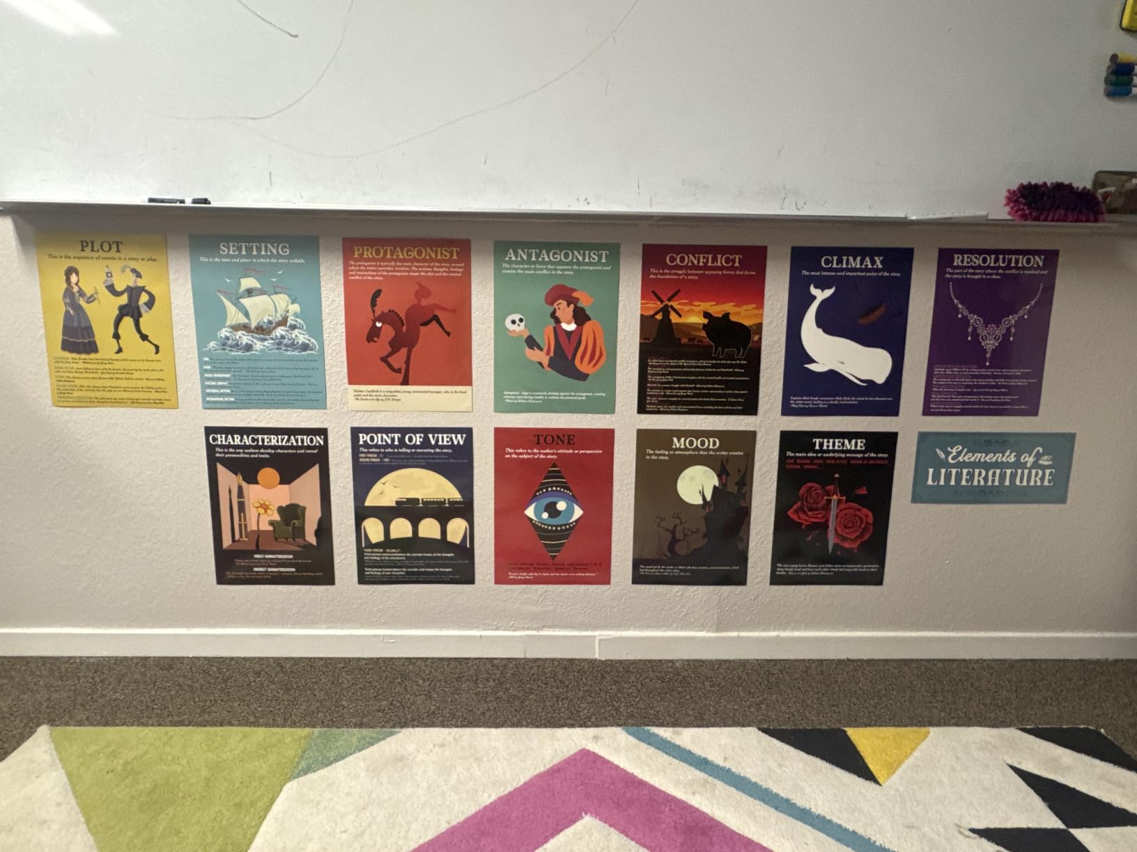 Outus 13 Pcs Elements of English Language and Literature Posters Literary Classroom Decor Vintage English Teacher Posters ELA Learning for Middle High School Bulletin Boards Library Supplies customer photo 2