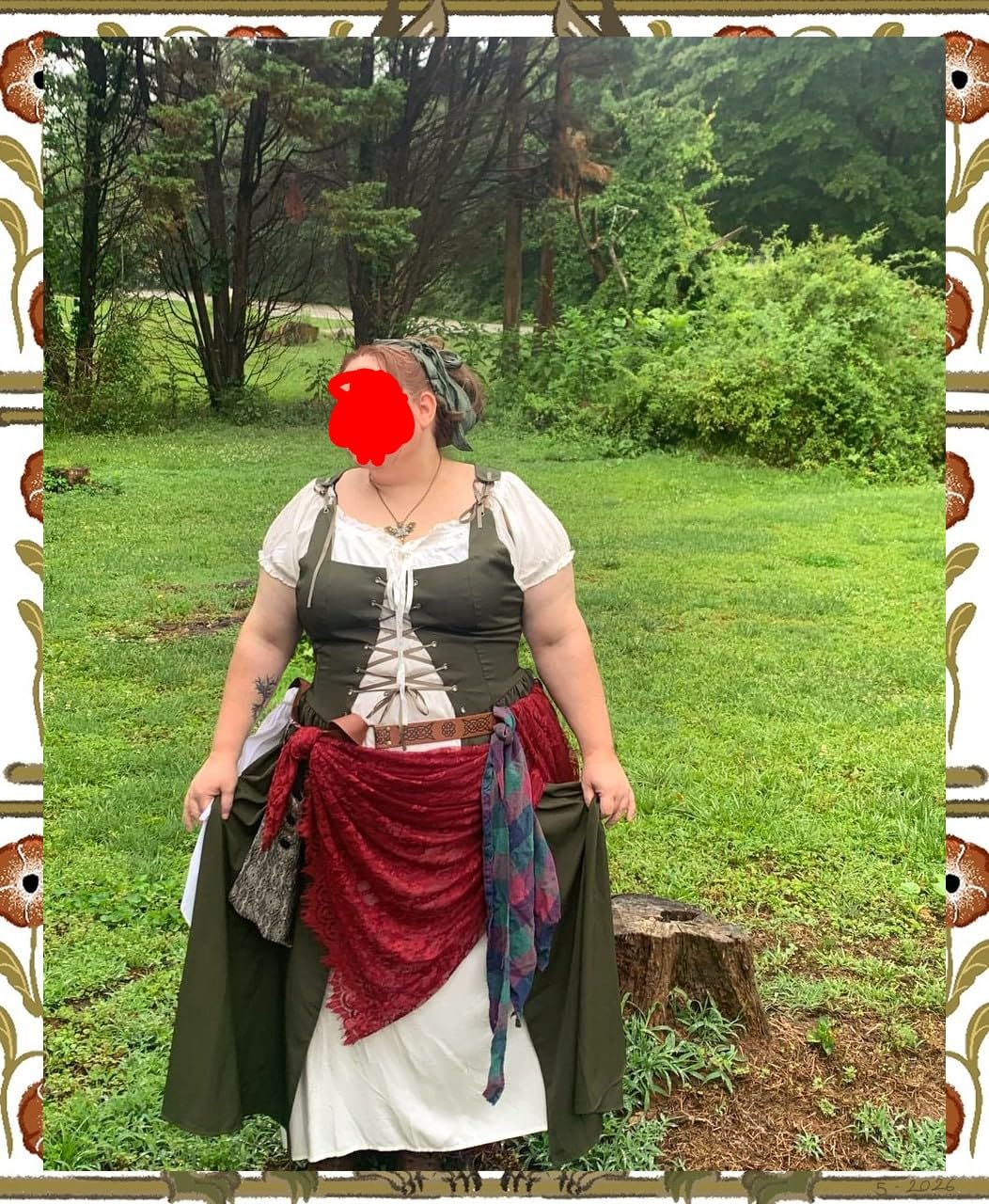 Scarlet Darkness Renaissance Costume Women Halloween Medieval Pirate Dress | 2 Pics Set, Pockets, Adjustable Lacing, for Ren Faire, Fairy Cosplay, Witch Outfit, Pirate Theme Parties, Hobbit Events customer photo 2