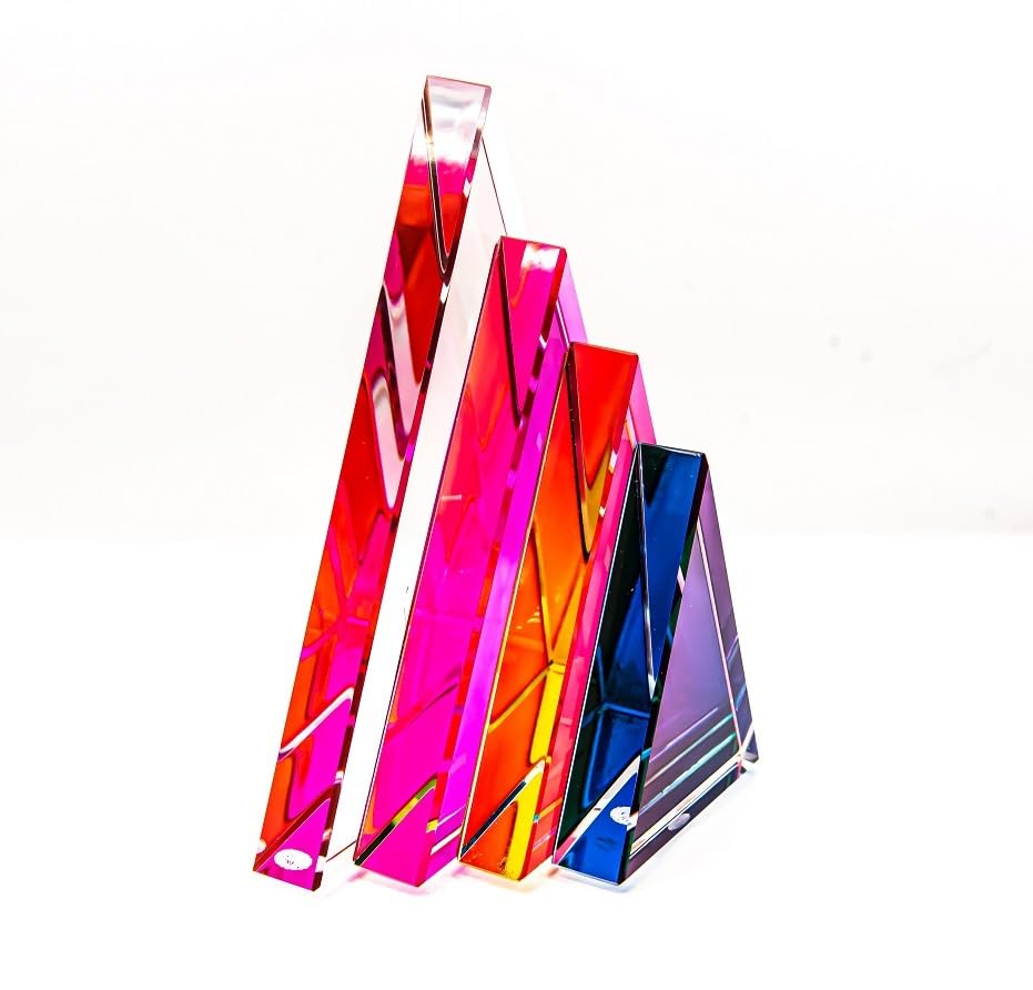 Crystal Geometric Triangle Bookends Heavy Non-Skid for Shelves Office Decor - K9 Crystal Triangle Bookends 3Lbs Pair customer photo 2