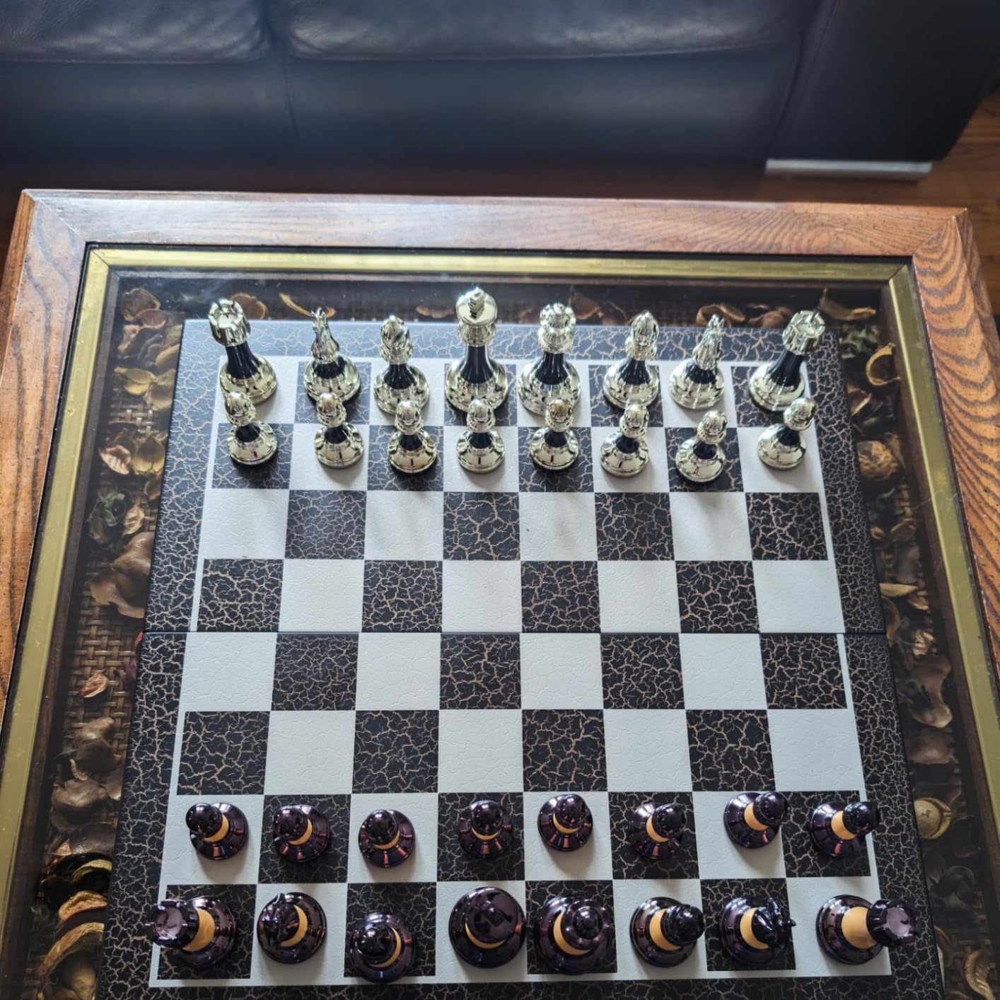 Renaissance Knight 3D Chess Set - Unique Chess Board Set - Durable Gold and Silver Metal Pieces - Tempered Glass Board and Polyresin Base customer photo 2