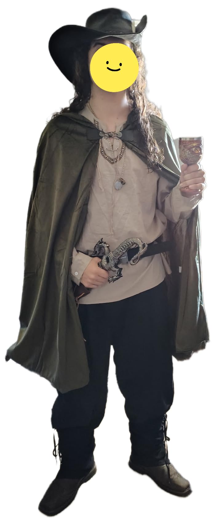 JEGERMIG Medieval Hooded Cloak Halloween Renaissance Costume | Layer over a costume to create a medieval-inspired or fantasy-style outfit. customer photo 2