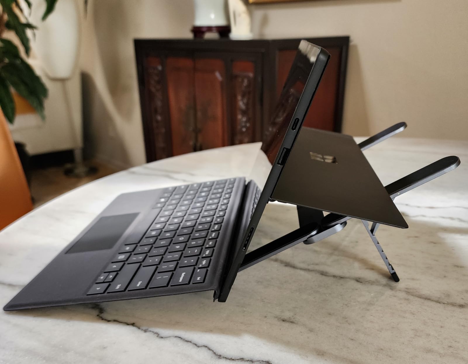 [Ultra Compact] Foldable & Portable Laptop Stand for Desk, Lightweight Tablet Stand for Business Travel, Library, Cafe, 6 Level Height Ergonomic Aluminum Computer Holder for 10-16
