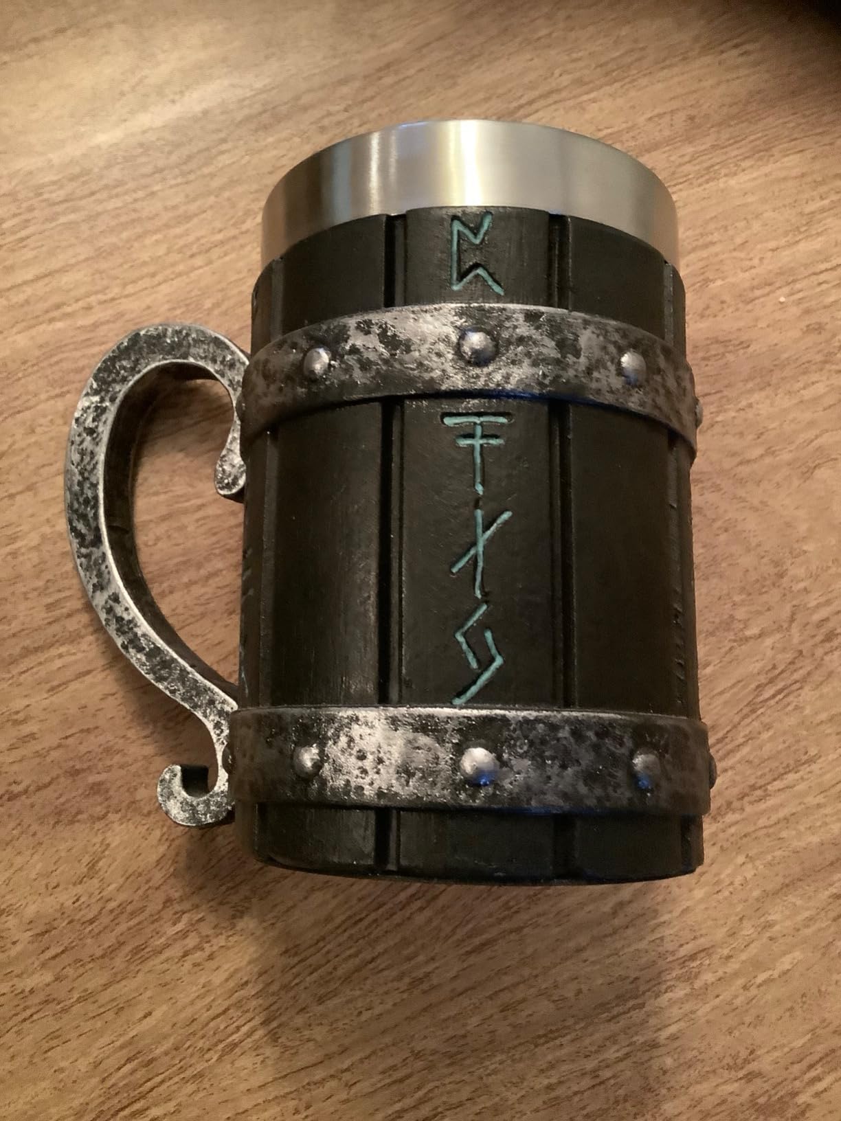 Wooden Barrel Beer Mug, Double Wall Stainless Steel Tankard, 18oz customer photo 1
