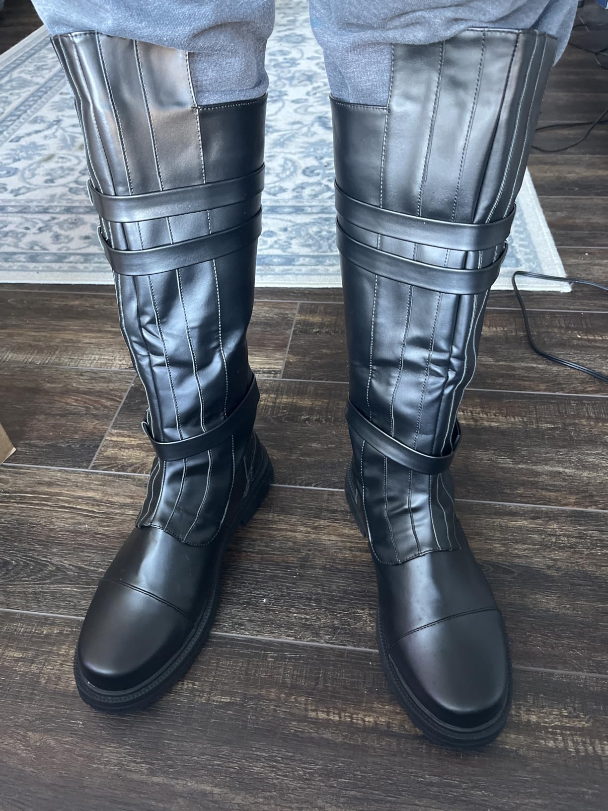 ACE SHOCK Mens Tall Boots Medieval Renaissance Pirate Cosplay Boot Halloween Costume Shoes customer photo 1