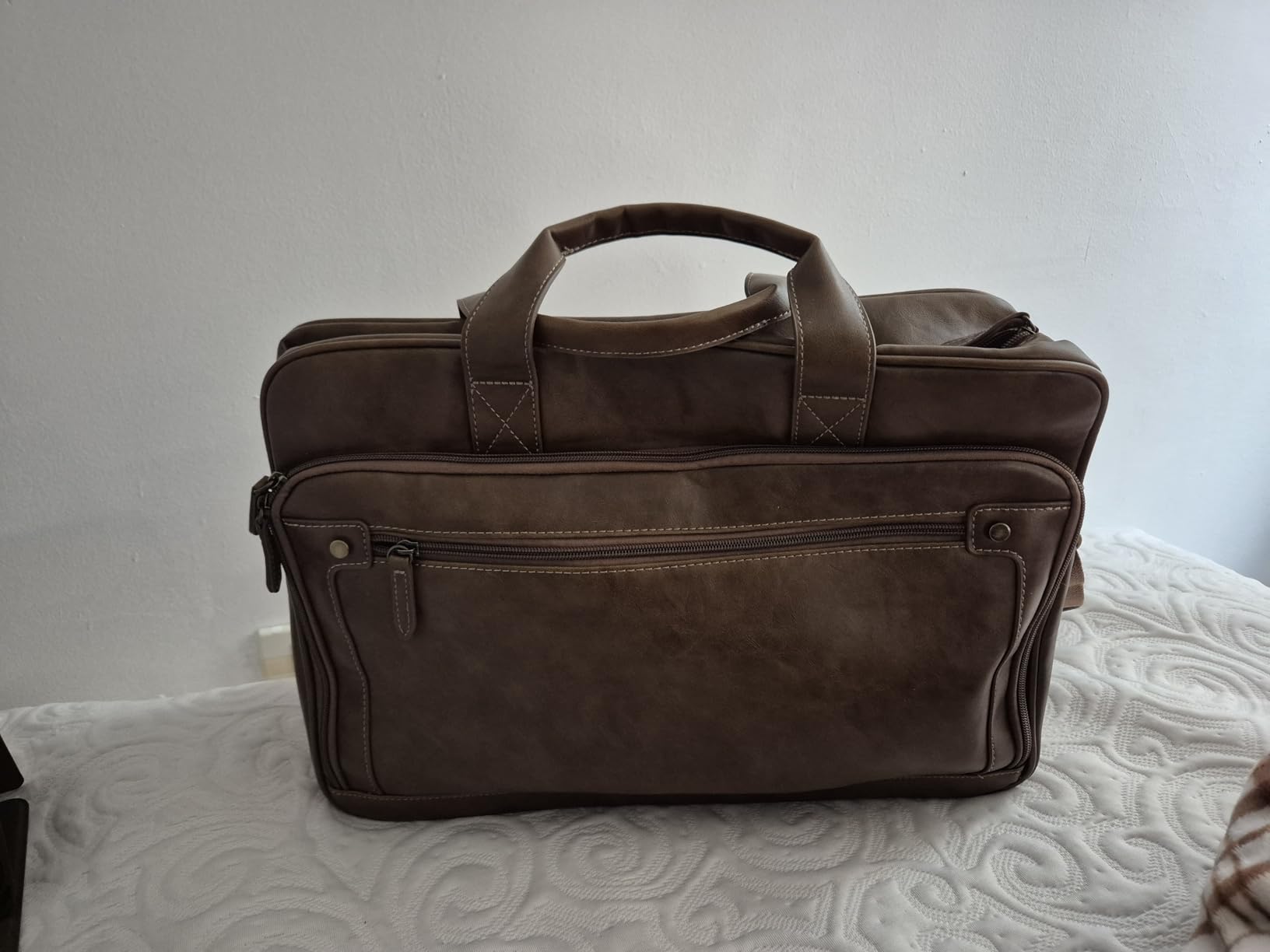 RAINSMORE Mens Laptop Bag 16 Inch Leather Briefcase Vintage Messenger Bag | Waterproof, Large Crossbody Shoulder Office Computer Bag customer photo 1