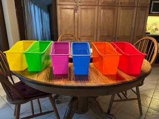 4E's Novelty 6 Durable Book and Binder Holder, Files Book Bins for Classroom (Rainbow) customer photo 1