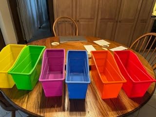 4E's Novelty 6 Durable Book and Binder Holder, Files Book Bins for Classroom (Rainbow) customer photo 2