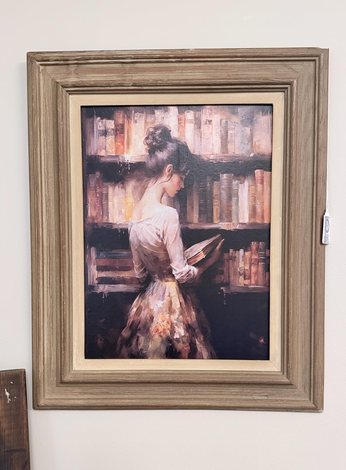 Huabsad Vintage Portrait Oil Painting Wall Art Retro Library Girl Reading Old Book Posters Famous Antique Female Canvas Pictures Prints Wall Decor Aesthetic for Bedroom Gallery 12x16in Unframed customer photo 2