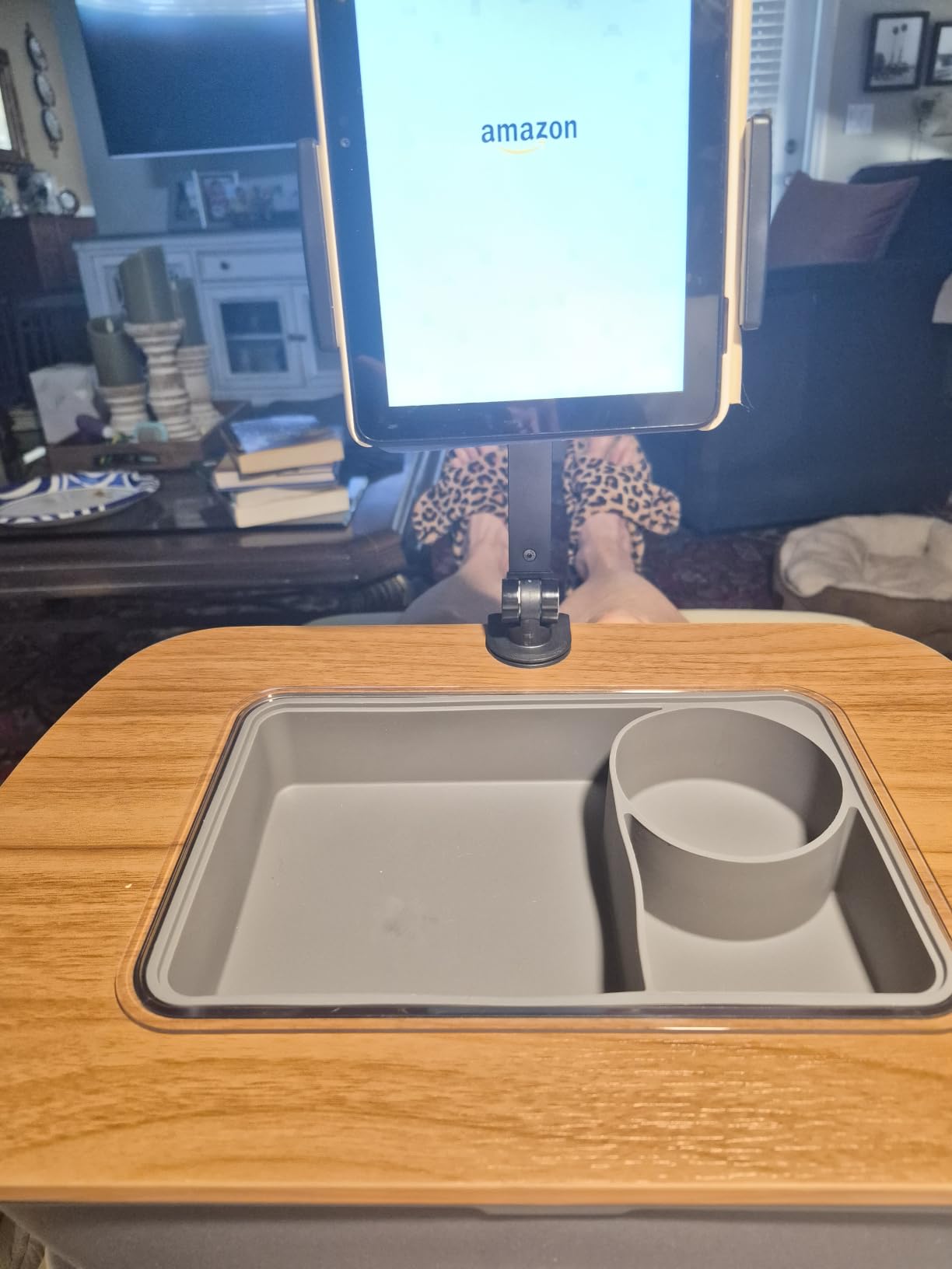ERGONOV Tablet Pillow Stand for Lap Use,Adjustable iPad Holder with Snack Bowl,360° Rotating Clip for 4.7-13