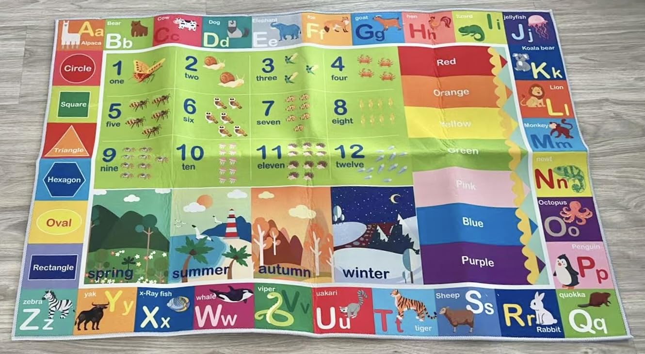 Kids ABC Rug Non Slip Floor Carpet for Classroom & Playroom 6X9FT | Vivid letter & number patterns, machine washable, flat low pile without filler, suitable for daycare & preschool customer photo 1