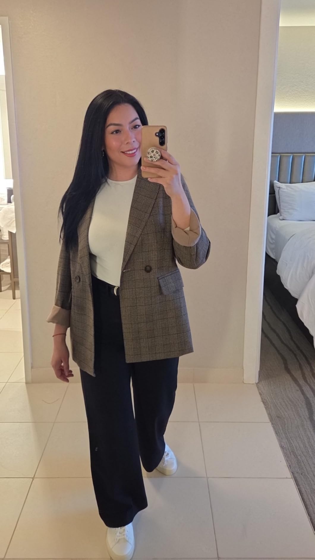 Mina Self 2026 Women's Fall Plaid Blazer Houndstooth Jacket Business Casual customer photo 1