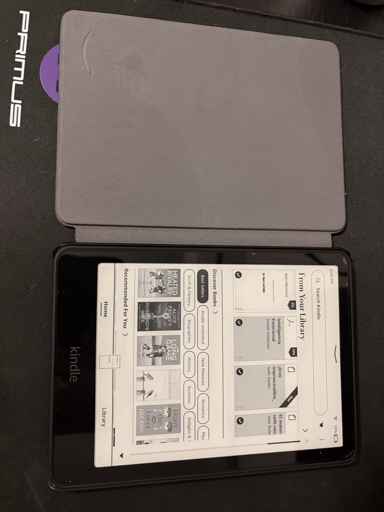 Amazon Kindle Paperwhite Bundle: Includes Kindle Paperwhite 16GB | Black, Fabric Cover | Black, & Power Adapter customer photo 2