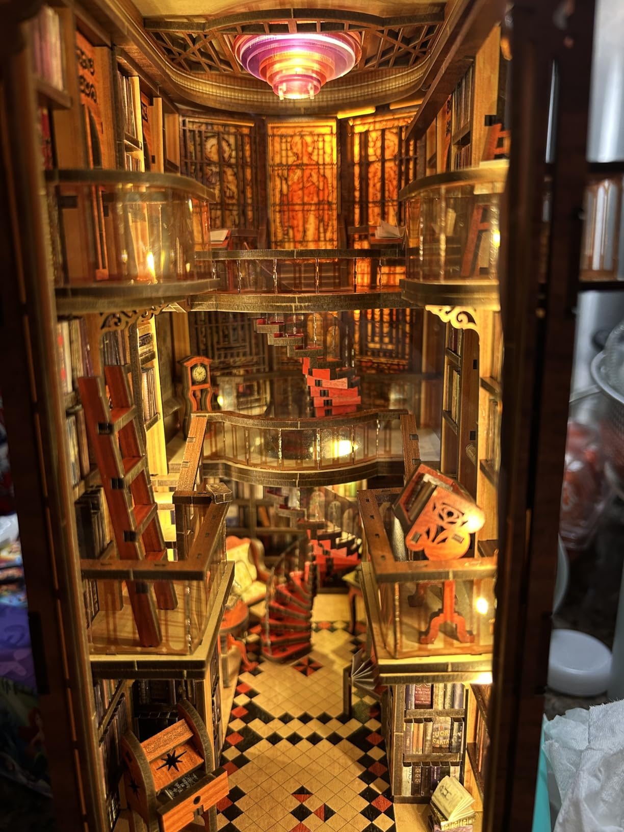 MiniCity Book Nook Kit, DIY Miniature Dollhouse Booknook Kit, 3D Wooden Puzzle Bookend Bookshelf Insert Decor with LED Light for Teens and Adults (Abbey Library) customer photo 2