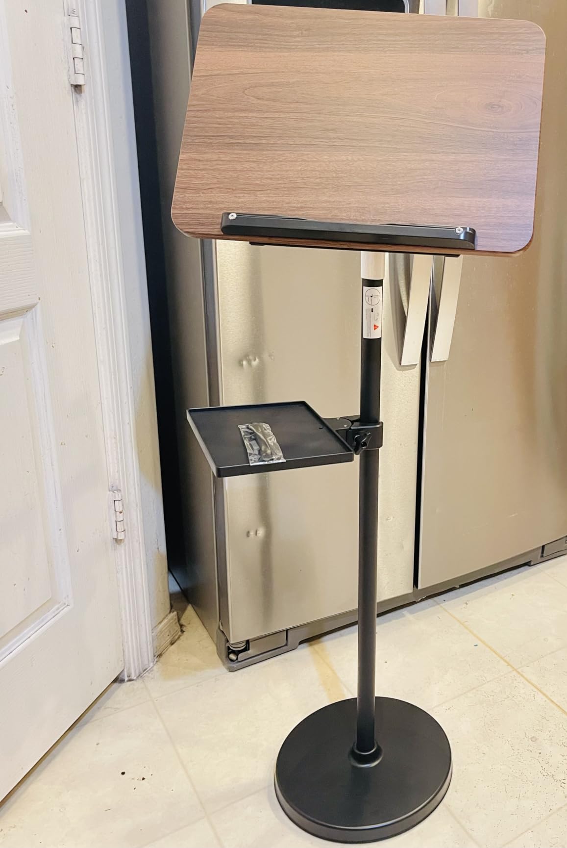 2 in 1 Adjustable Book Stand - Dual-Use Floor and Desktop Book Holder Stand, Height Adjustable 23.5-52 in, Elastic Page Clips for Music Sheet, Recipe, Tablet, Laptop - Black customer photo 1